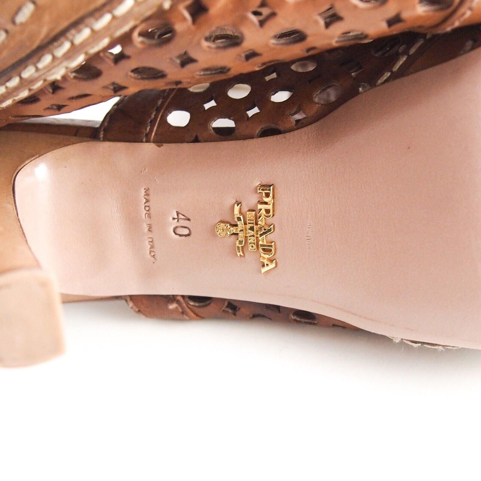 Prada Prada Cage Slingback Sandals Brown Leather Women US 10 EU 40 Size US 10 / IT 40 - 8 Thumbnail
