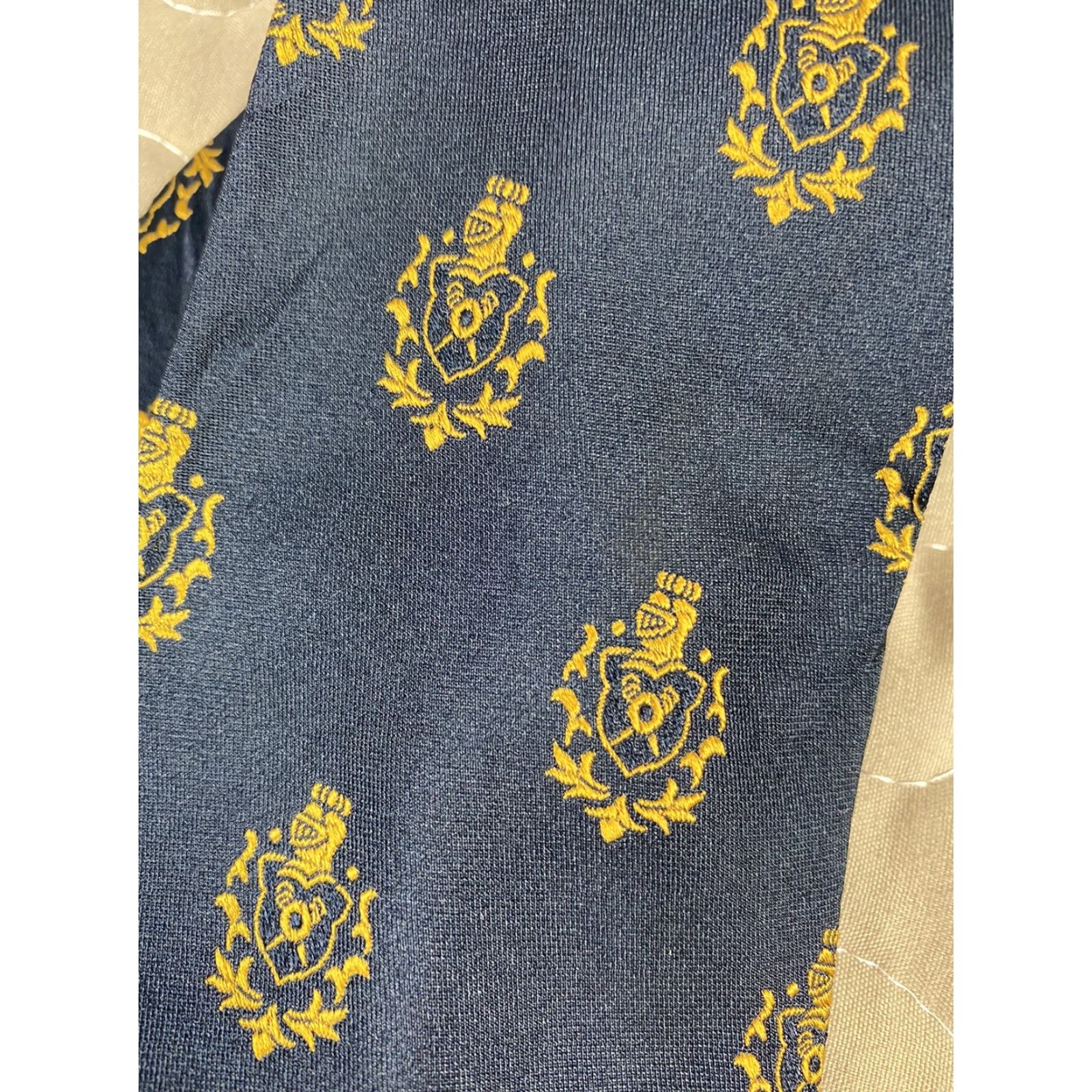 Jim Thompson VINTAGE Norm Thompson Tie Crest Blue Gold Made In Italy Mens Neck Tie 55.5x3.25 Size ONE SIZE - 4 Thumbnail
