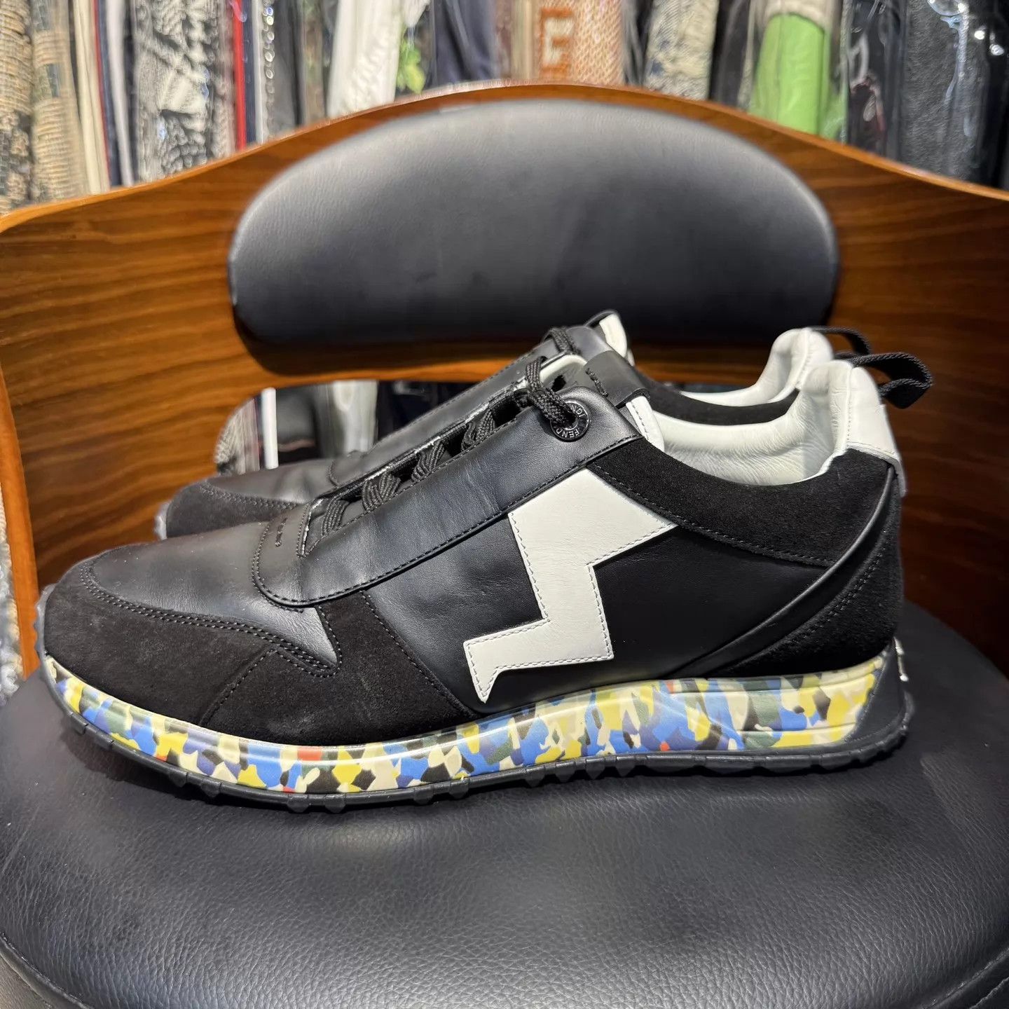 Fendi Fendi FF Logo Leather Panelled Sneakers Black 99 New 7/41 Size US 8 / EU 41 - 6 Thumbnail