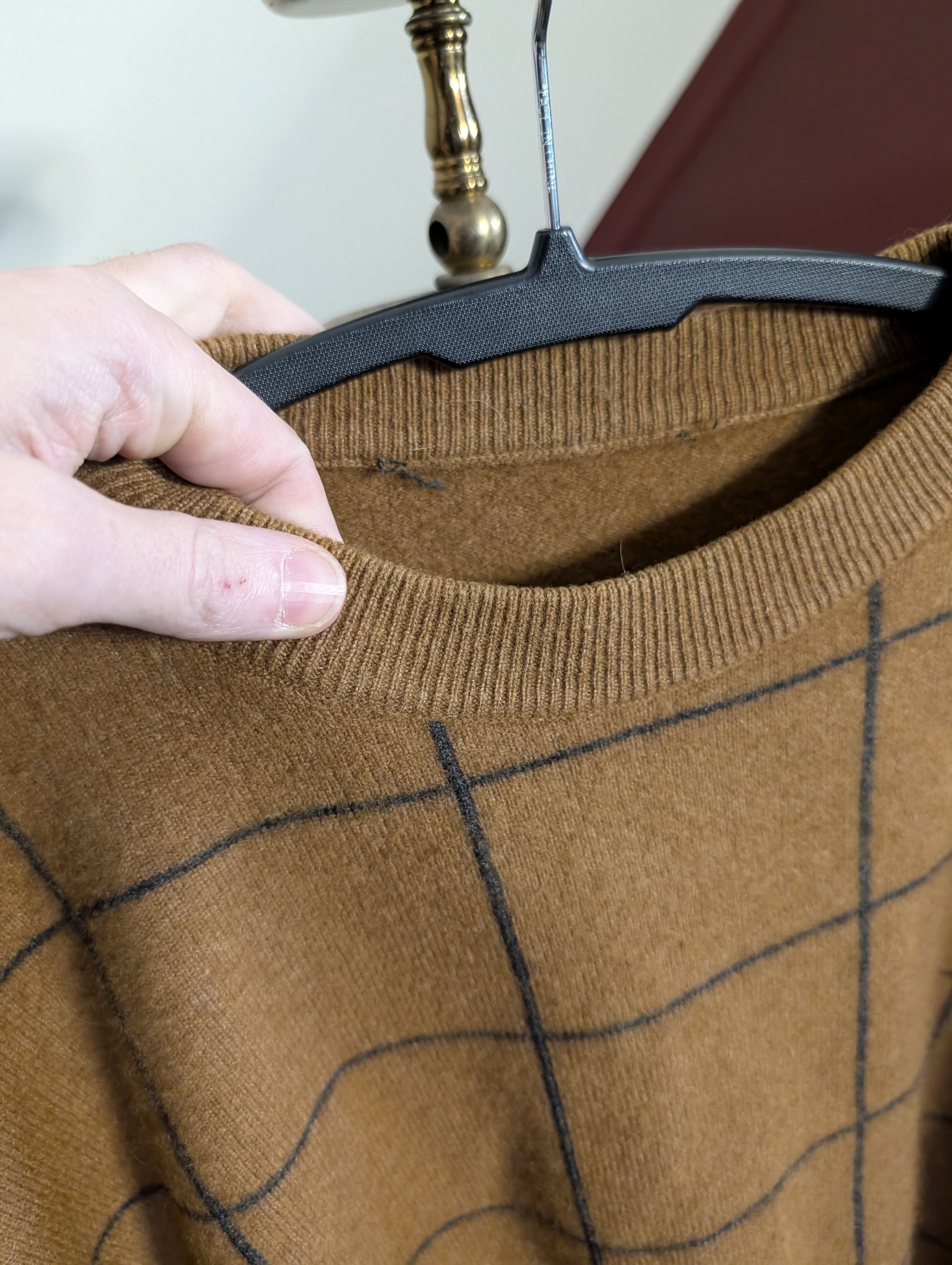 Scott Barber VTG brown check cashmere/wool Italian knit sweater Size US XL / EU 56 / 4 - 6 Thumbnail