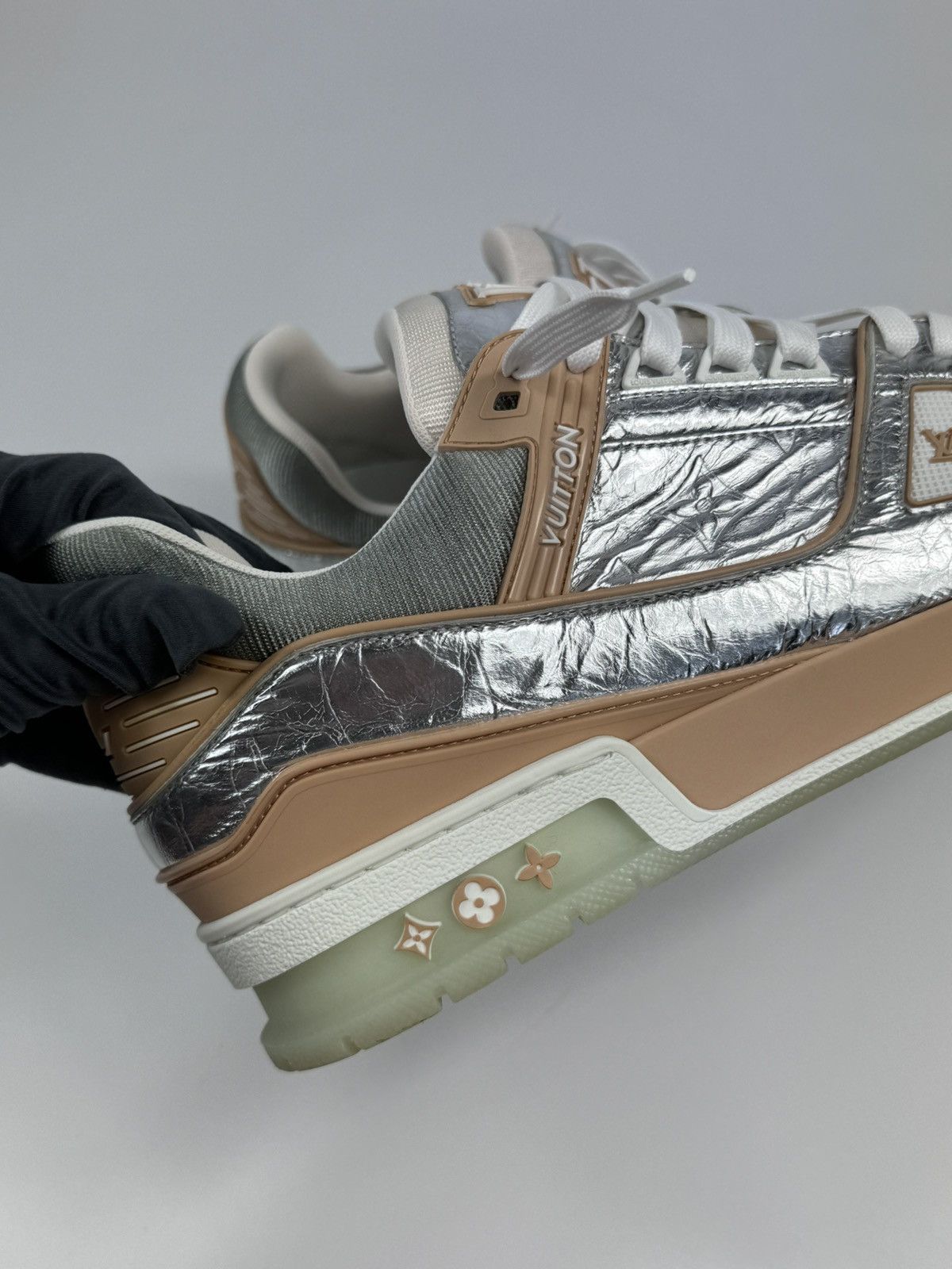 Louis Vuitton MONOGRAM SILVER SNEAKERS Size US 11 / EU 44 - 7 Thumbnail