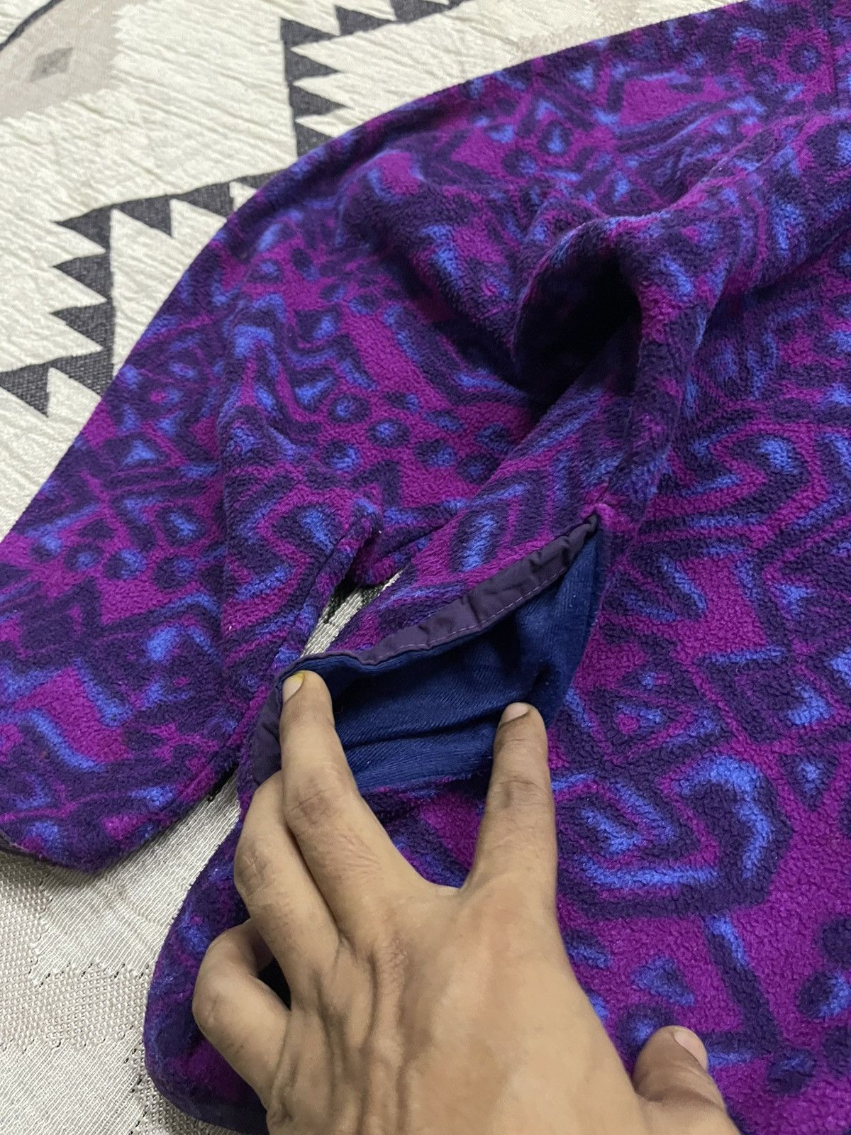 L.L. Bean 70s-80s L.L BEAN AZTEC PATTERN HALF BUTTON FLEECE Size US M / EU 48-50 / 2 - 9 Thumbnail