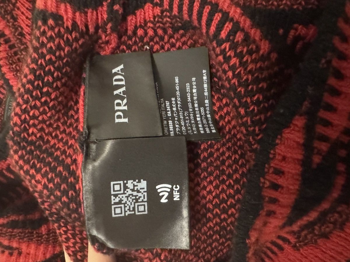 Prada × Raf Simons AW 21 cashmere red jacquard sweater Size US S / EU 44-46 / 1 - 4 Thumbnail