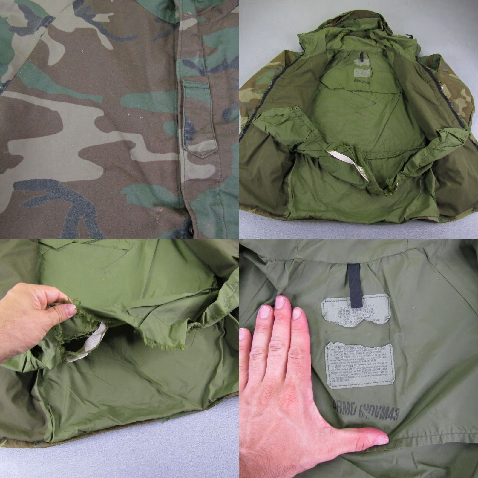 Vintage VINTAGE US Army Cold Weather Field Jacket Camo Medium Long Green Woodland 90s Mens Size US M / EU 48-50 / 2 - 8 Thumbnail