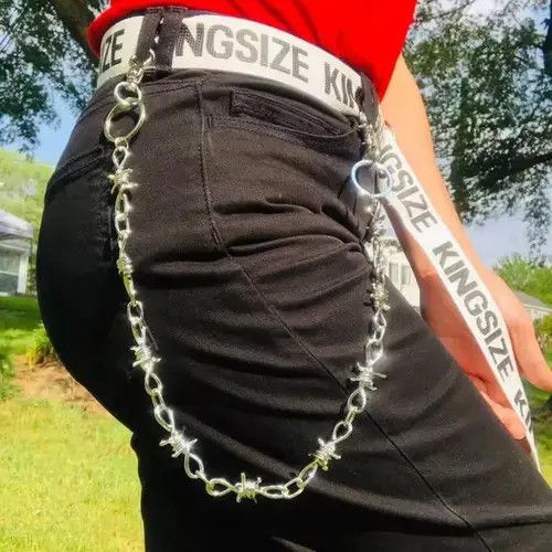 Handmade Chunky Unisex barbed wire link Wallet Pant Chain Belt Size ONE SIZE - 1 Thumbnail