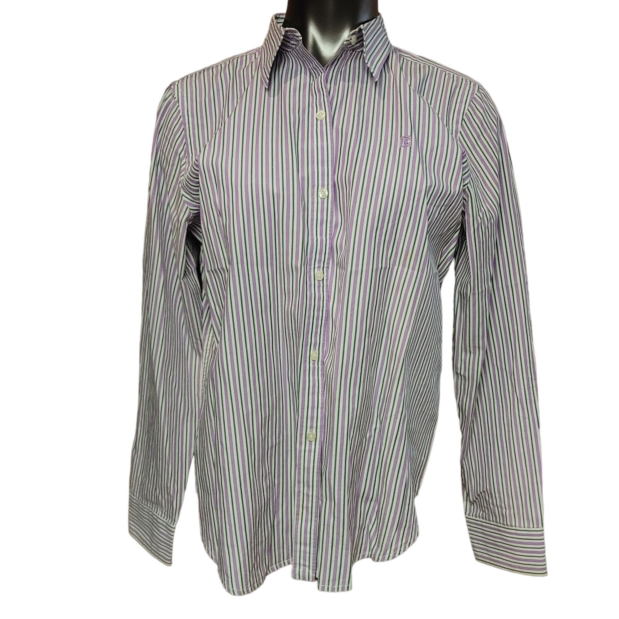 Chaps Chaps Women's White/Purple Stripped Plaid Long Sleeve Button Size L / US 10 / IT 46 - 1 Thumbnail