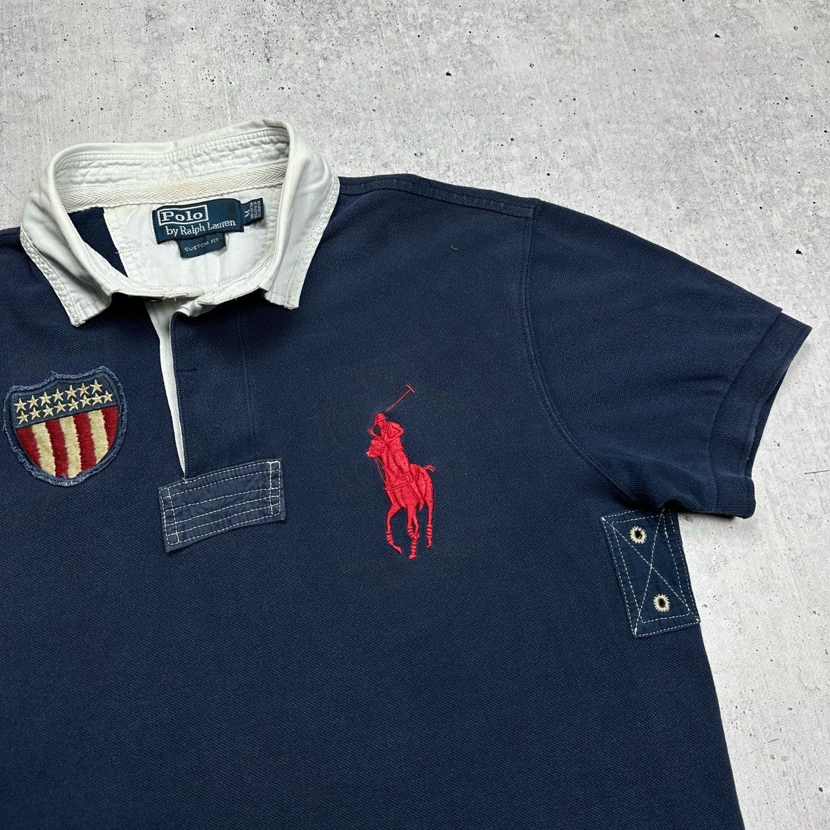 K-Swiss × Polo Ralph Lauren × Vintage Polo Ralph Lauren K Swiss Big Pony Navy Blue #9 Polo Shirt Size US M / EU 48-50 / 2 - 5 Thumbnail