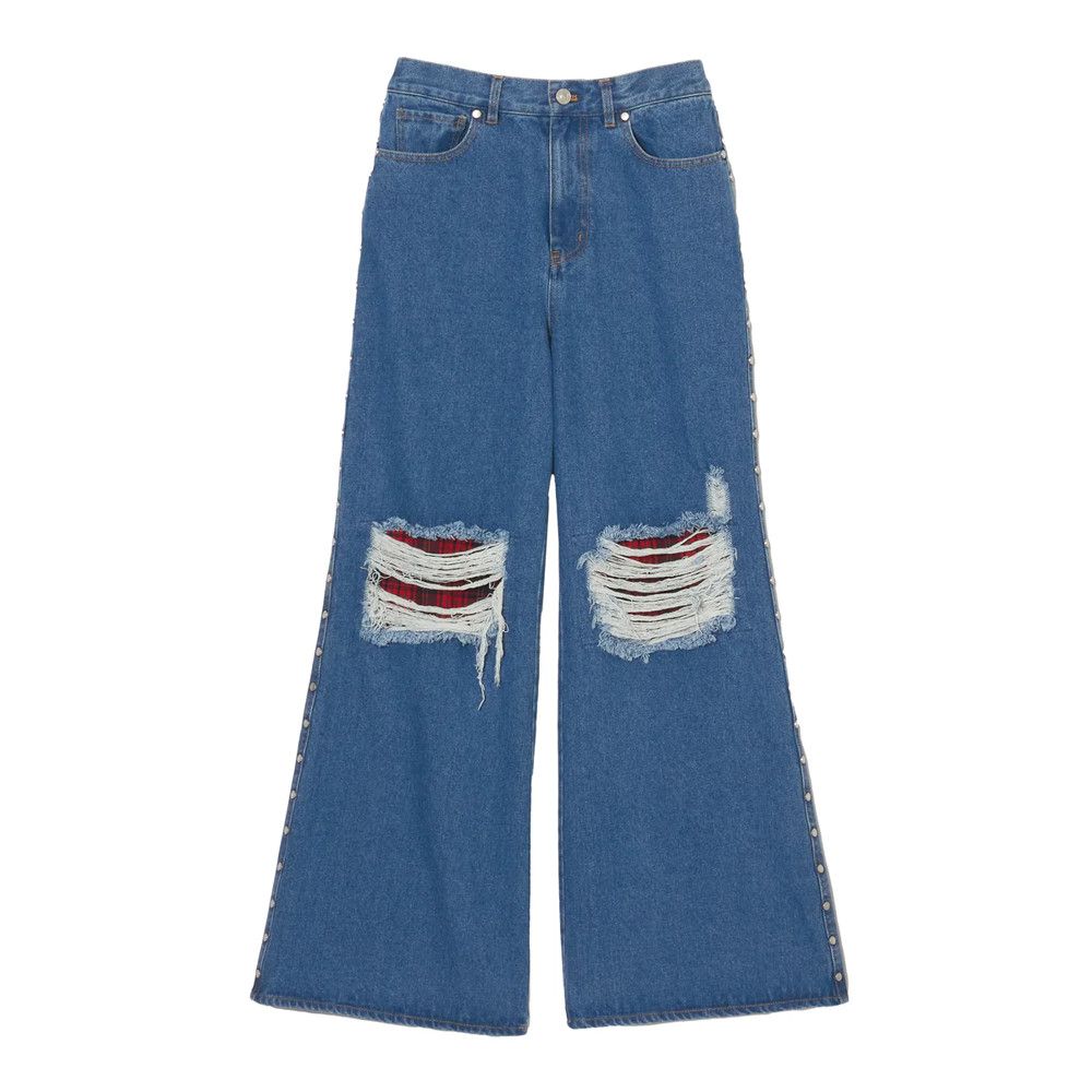image of Afb Repaired Studded Baggy Pants in Blue, Men's (Size 34)