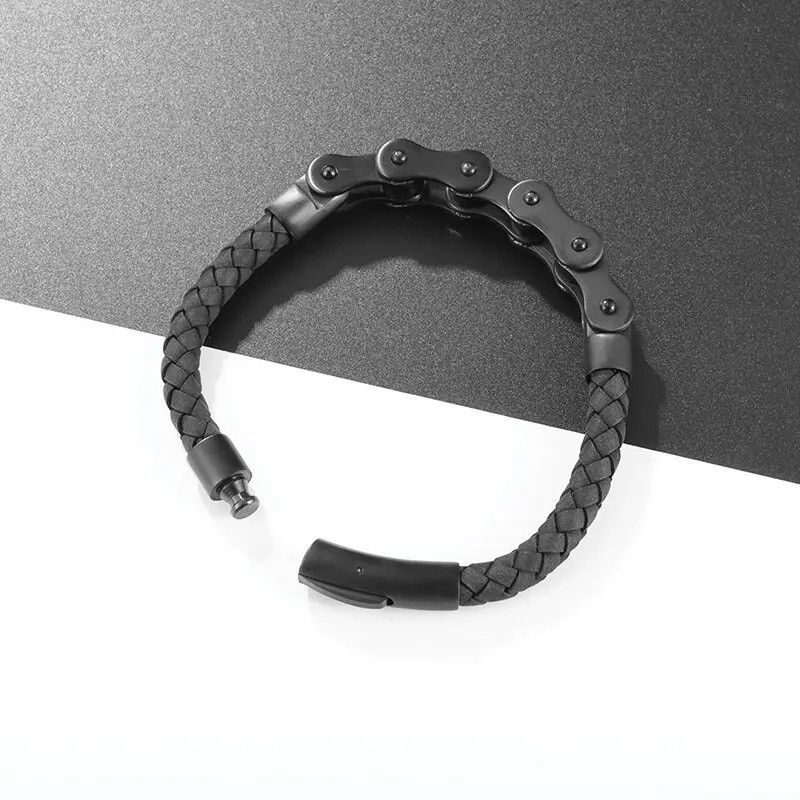 Vintage Punk Rock Men Vintage Black Bicycle Chain Bracelets Size ONE SIZE - 5 Thumbnail