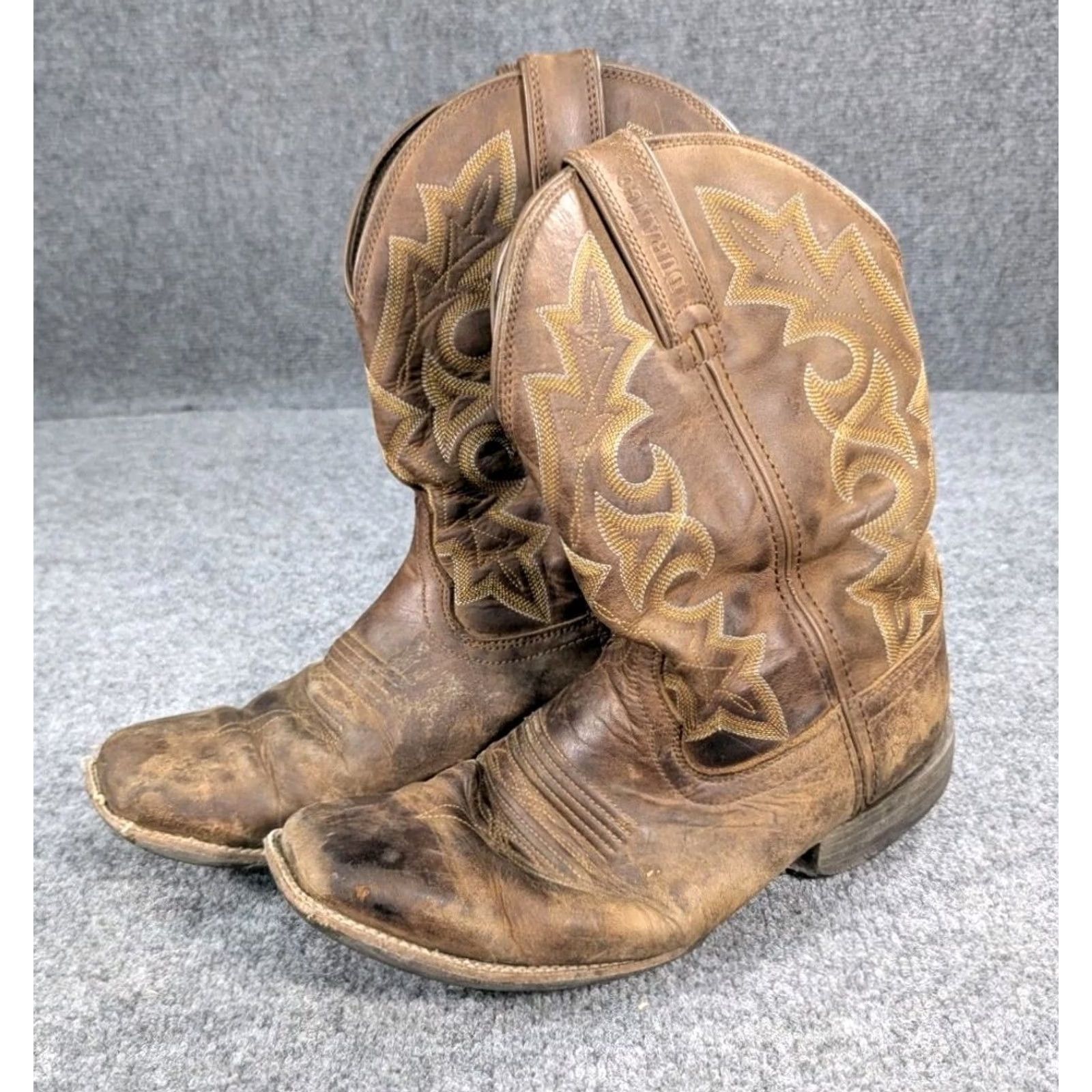 Durango Durango Westward Western Boot Brown Mens 9.5 W Shoes Leather Square Toe Pull On Cowboy Style Boot Mens Brown Western Durango Westward Boot 9.5W Size US 10 / EU 43 - 2 Thumbnail