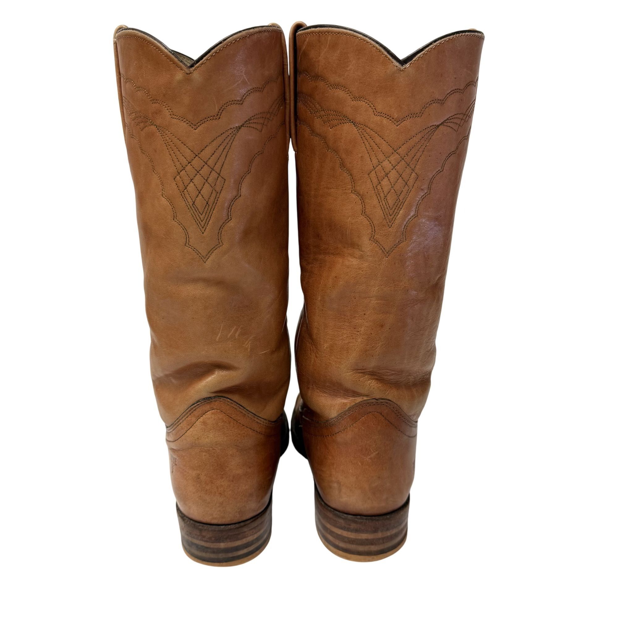 Frye Vtg FRYE COGNAC Leather Distressed Cowboy Western Boots Size US 9 / EU 42 - 4 Thumbnail
