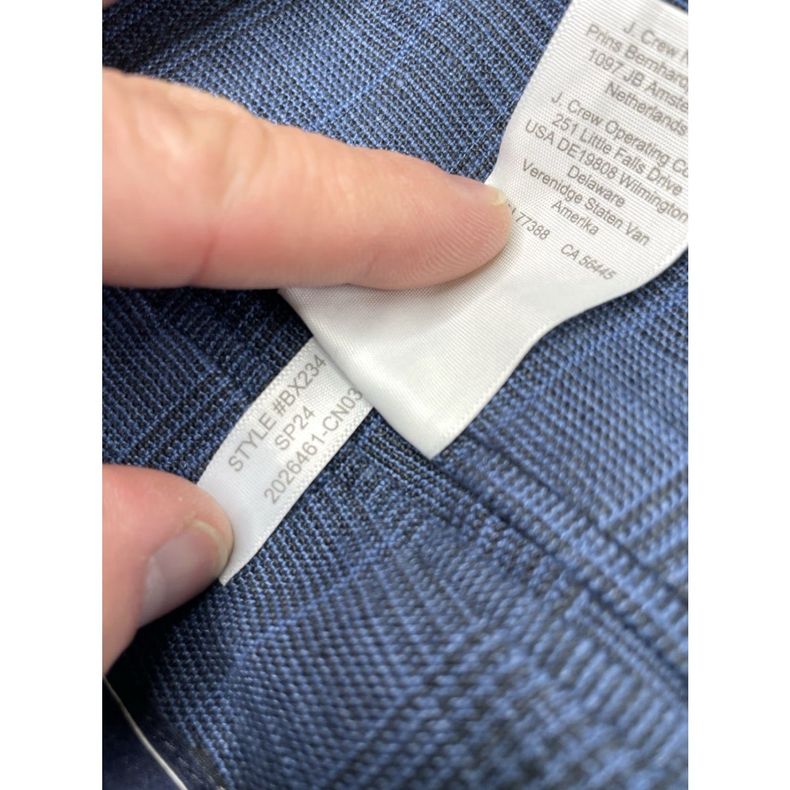 J.Crew J.CREW Blazer Jacket 40R Blue Linen Plaid Slim Notch Lapel Single-Breasted Two-Button Men Size 40R - 6 Thumbnail