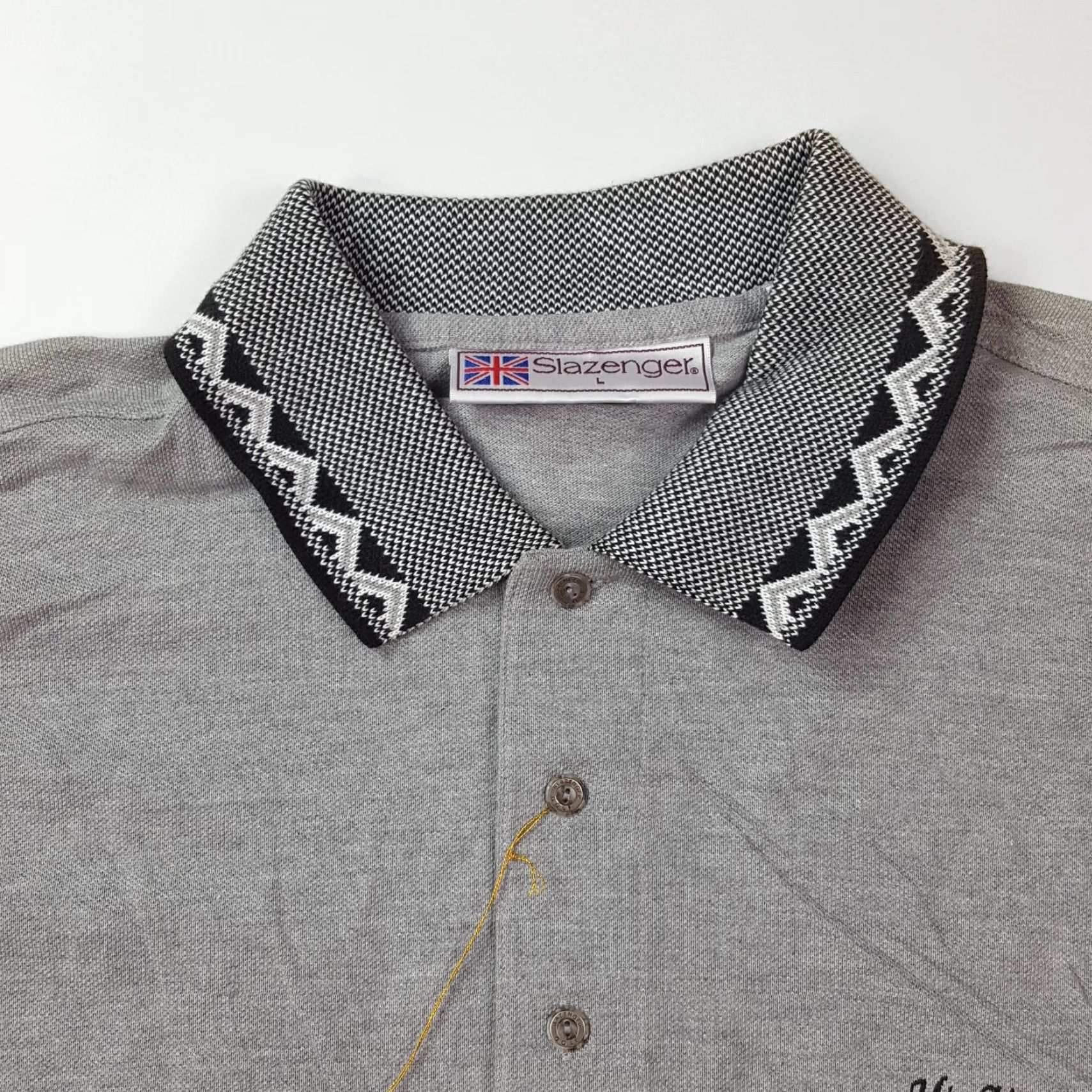 Vintage VINTAGE Slazenger Polo Men's L Gray Collared PGA Polo Shirt Button Sports Shirt Golf Casual 90s Aztec USA Retro Athletics Mens Size US L / EU 52-54 / 3 - 6 Thumbnail