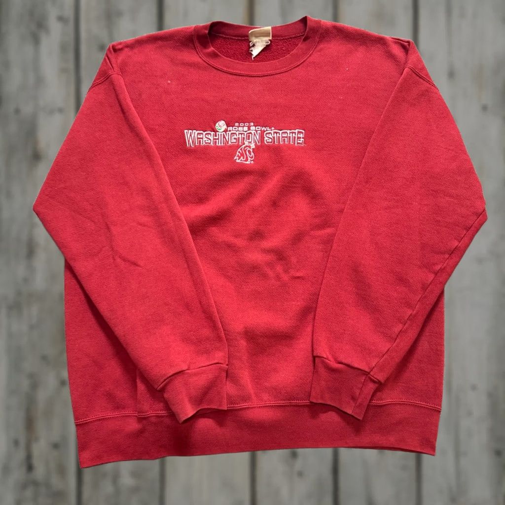 Lee Y2K Washington State Sweatshirt Lee Men L Red 2003 Rose Bowl Cougars Pullover Distressed Vintage Shirt Mens Size US L / EU 52-54 / 3 - 1 Thumbnail