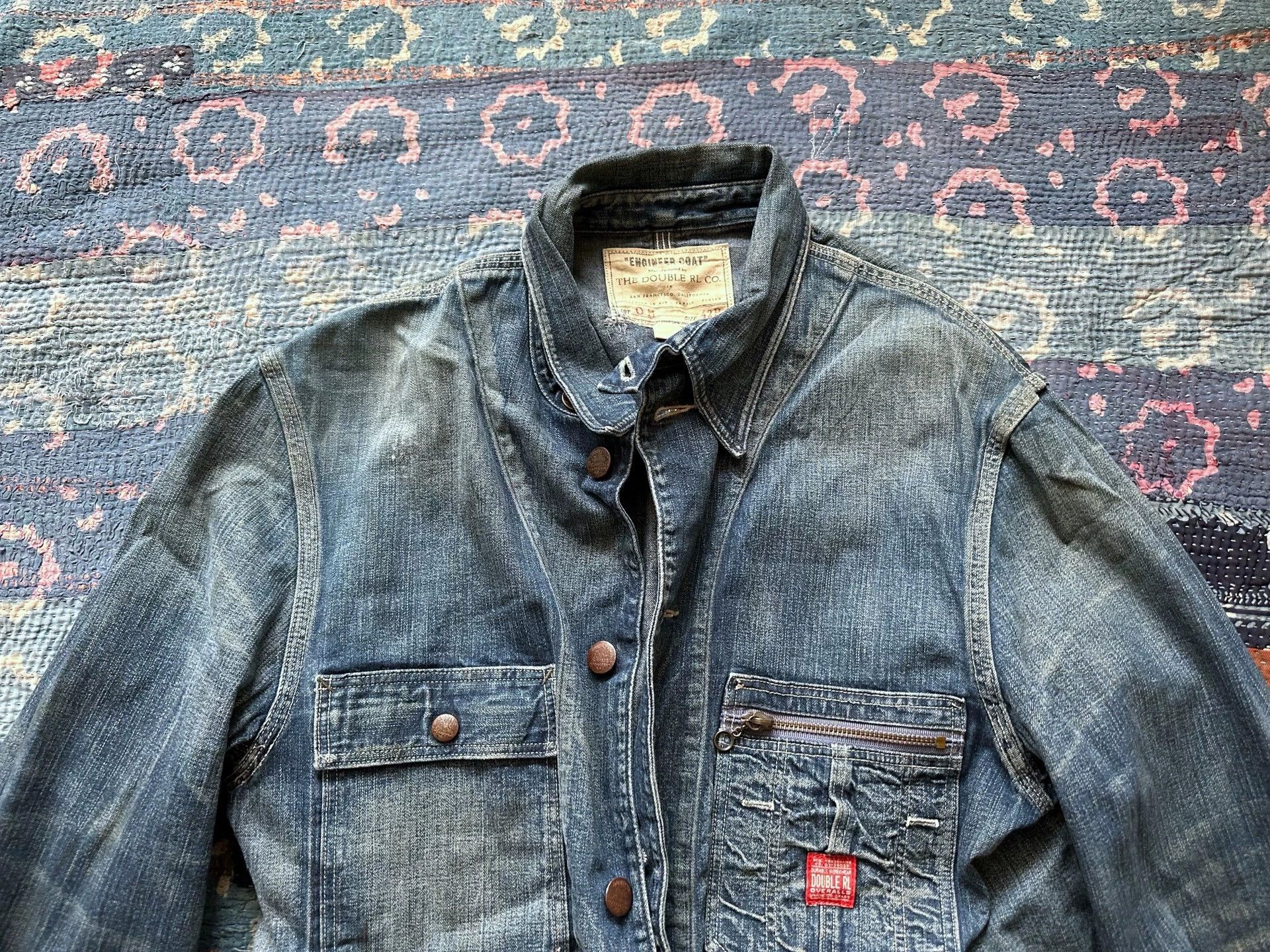 RRL Ralph Lauren RRL Washed Distressed Denim Jacket 42R (L) Mid-Length Size US XS / EU 42 / 0 - 4 Thumbnail