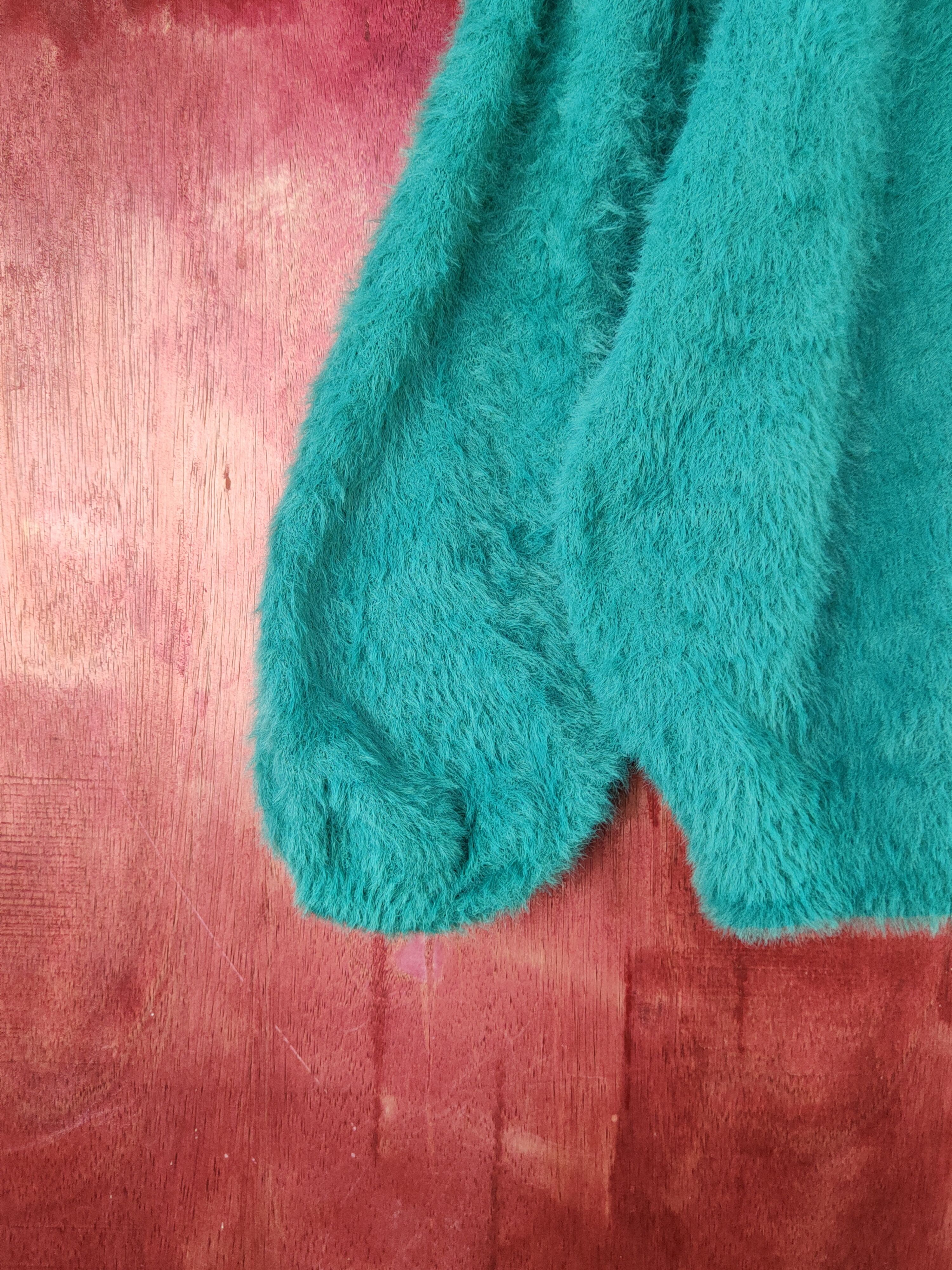 Vintage Rope Picnic Emerald Fur Mohair Knitwear Cardigan #S2079 Size XS / US 0-2 / IT 36-38 - 4 Thumbnail