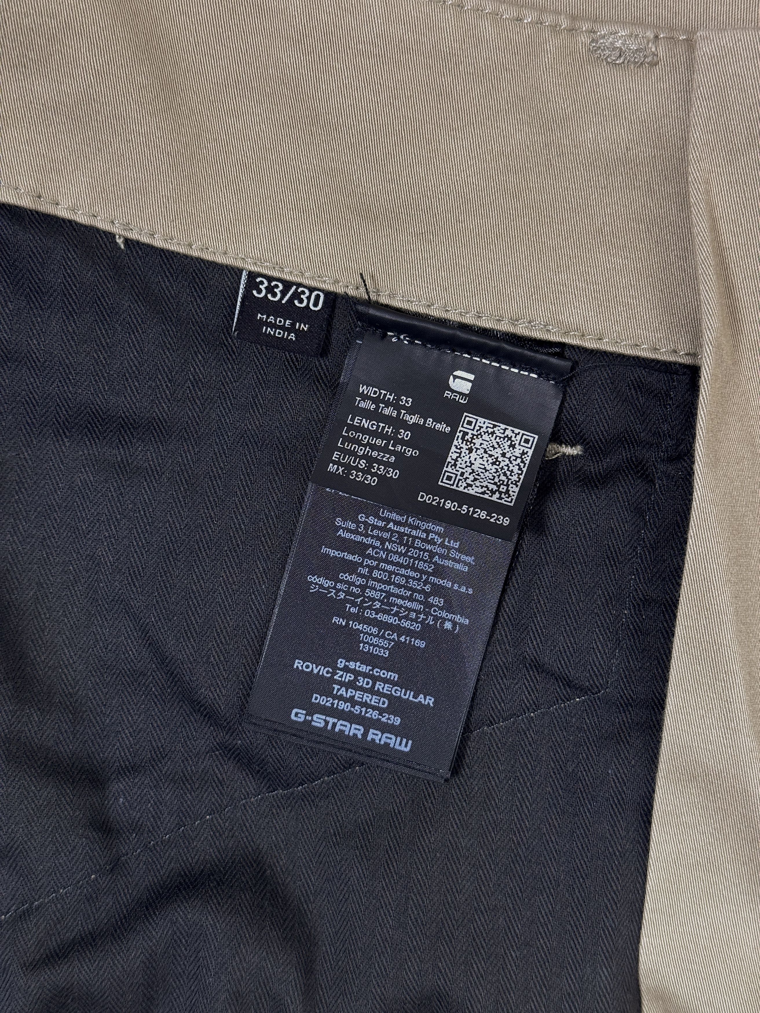 G-Star G-Star Raw Rovic Zip 3D Tapered Cargo Pants Multipocket Size US 33 - 19 Thumbnail