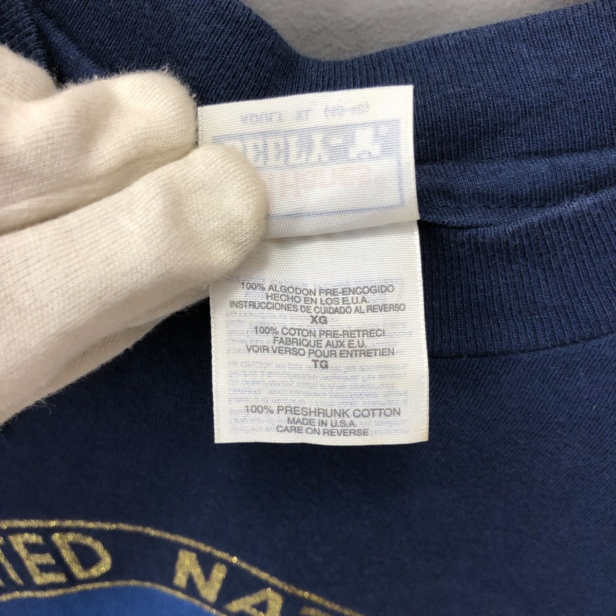 Hanes 90s Vintage 50 UNITED NATIONS Crew Neck T Shirt #1491/AZ Size US XL / EU 56 / 4 - 6 Thumbnail