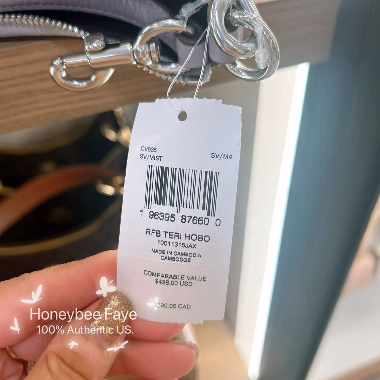 Coach Teri Hobo Bag Silver/Mist CV935 Size ONE SIZE - 5 Thumbnail