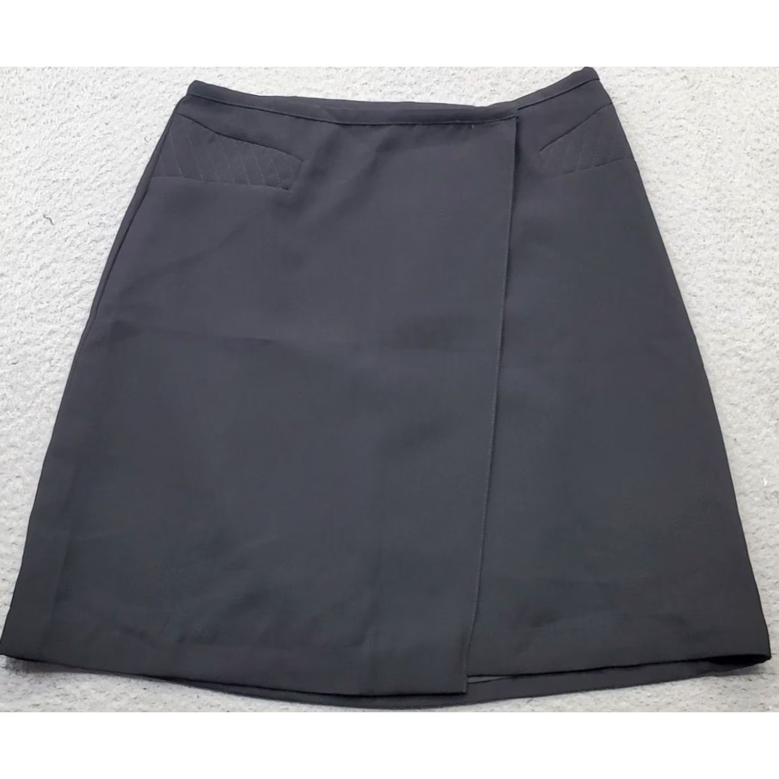 Worthington Worthington Wrap Skirt Womens Size 6 Black Lined Classic Fit Pull On A-line Short, 100% Polyester, Wrap Style, NWT, Womens Size 28" / US 6 / IT 42 - 2 Thumbnail