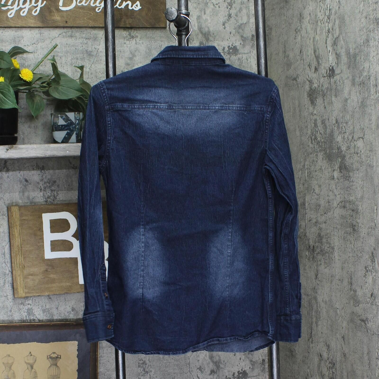 Other Aiopeson Long Distressed Denim Button Up Shirt Dark Blue S Size US S / EU 44-46 / 1 - 2 Thumbnail