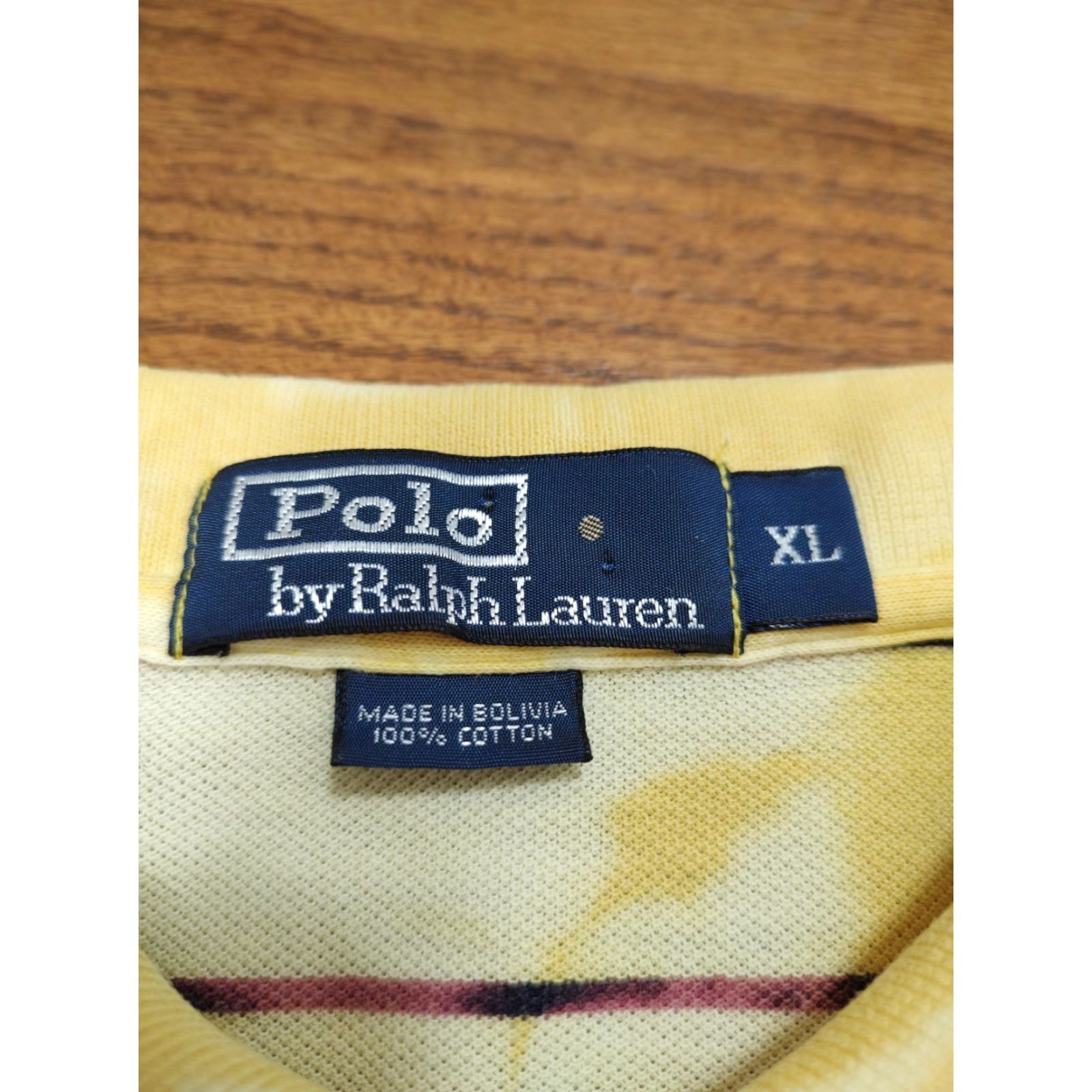 Polo Ralph Lauren VINTAGE Polo Ralph Lauren Shirt Mens XL Tie Dye Acid Wash Yellow Striped 90s College USA Size US XL / EU 56 / 4 - 3 Thumbnail
