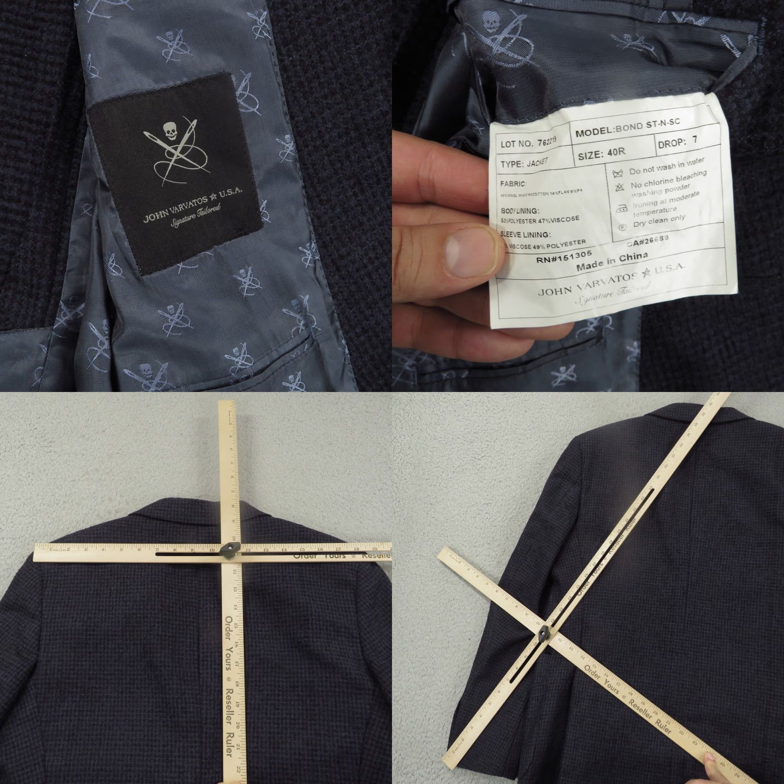 John Varvatos VINTAGE John Varvatos Blazer Men 40R Navy Wool Silk Cotton Chore Travel Bond Jacket USA Size 40R - 8 Thumbnail