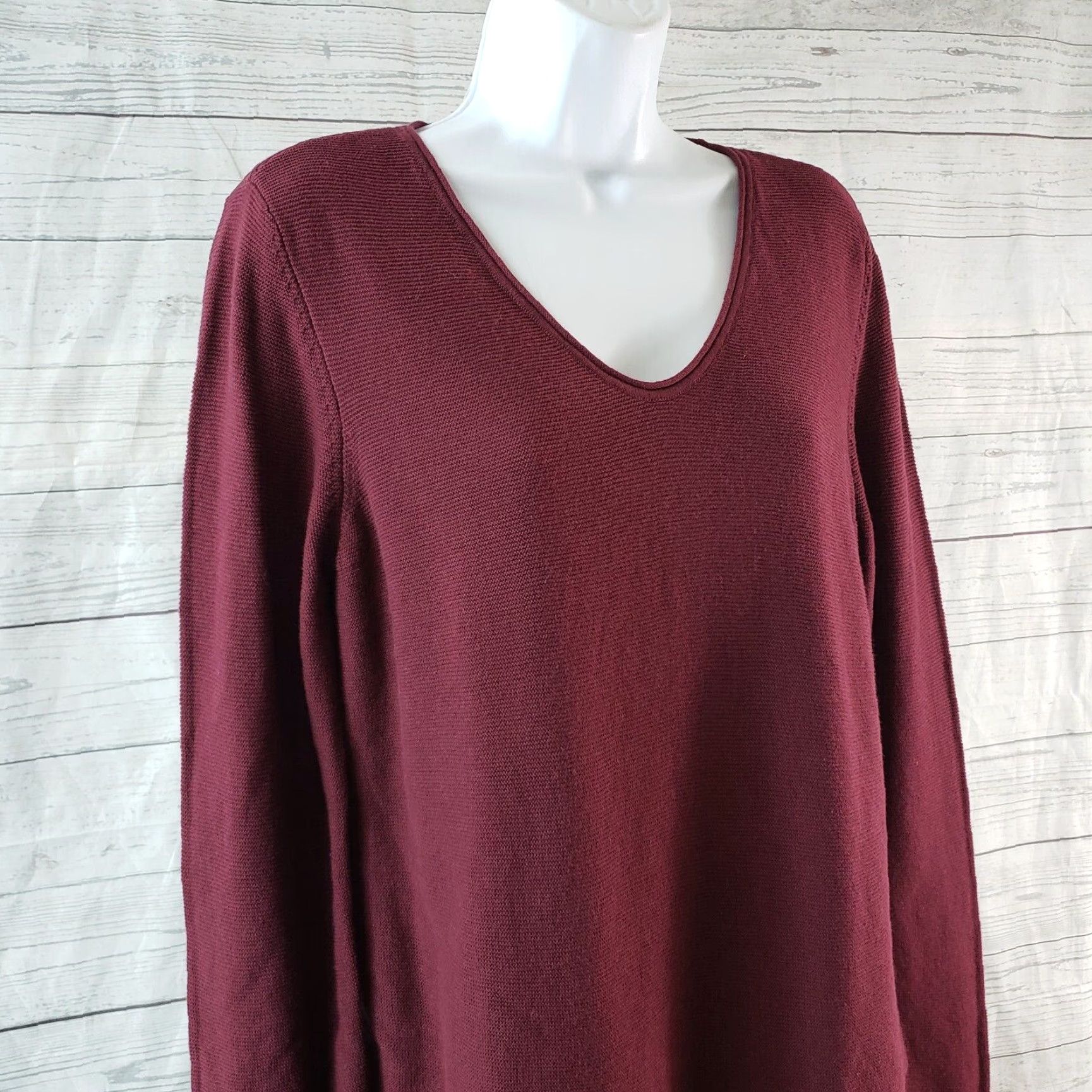 J. Jill PureJill Womens Knit Top Sz Small Brick Red V-Neck Cotton Blend Pullover Shirt Womens Size S / US 4 / IT 40 - 2 Thumbnail