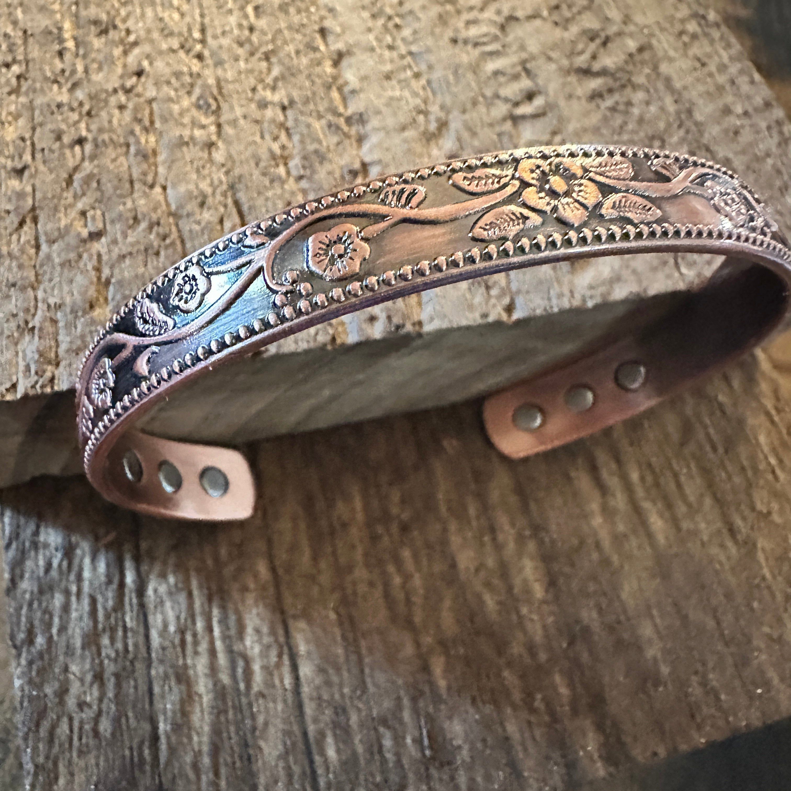 Other Boho Copper Floral Flexible Cuff Bangle Bracelet, Arthritis Size ONE SIZE - 9 Thumbnail