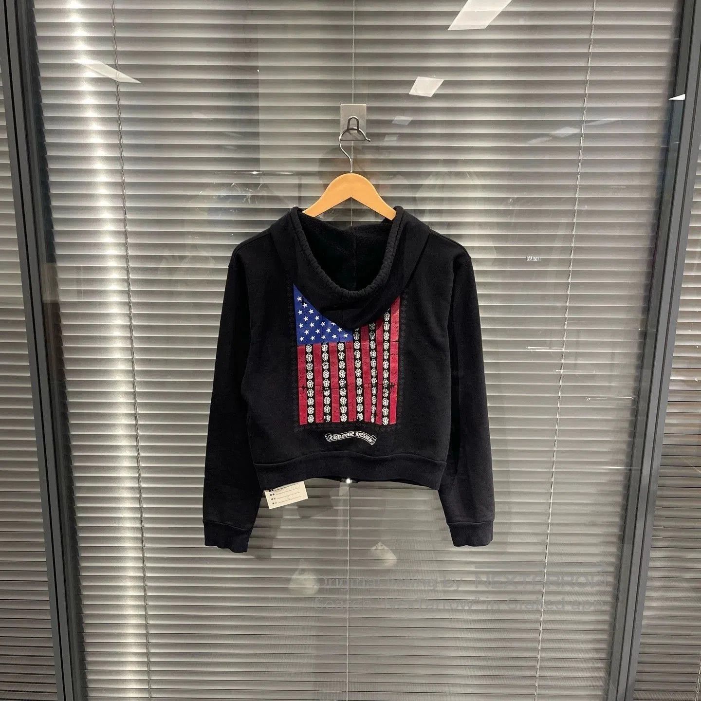 Chrome Hearts Cropped Hoodie with American Flag Graphic. Size US S / EU 44-46 / 1 - 1 Thumbnail