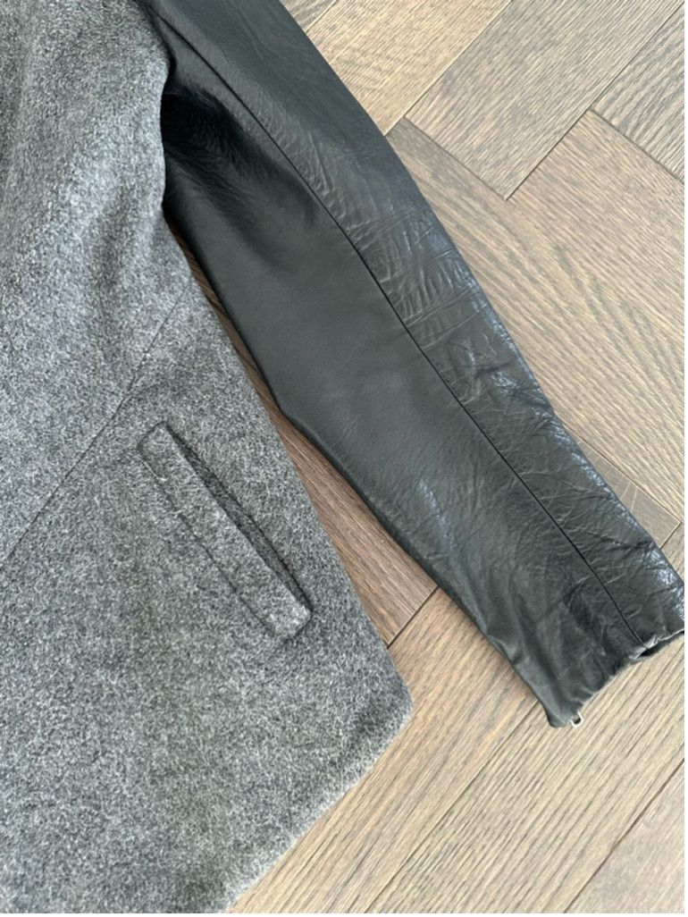 Theory Theory Wool Blend Jacket Size M Gray with Leather Sleeves Size L / US 10 / IT 46 - 4 Thumbnail