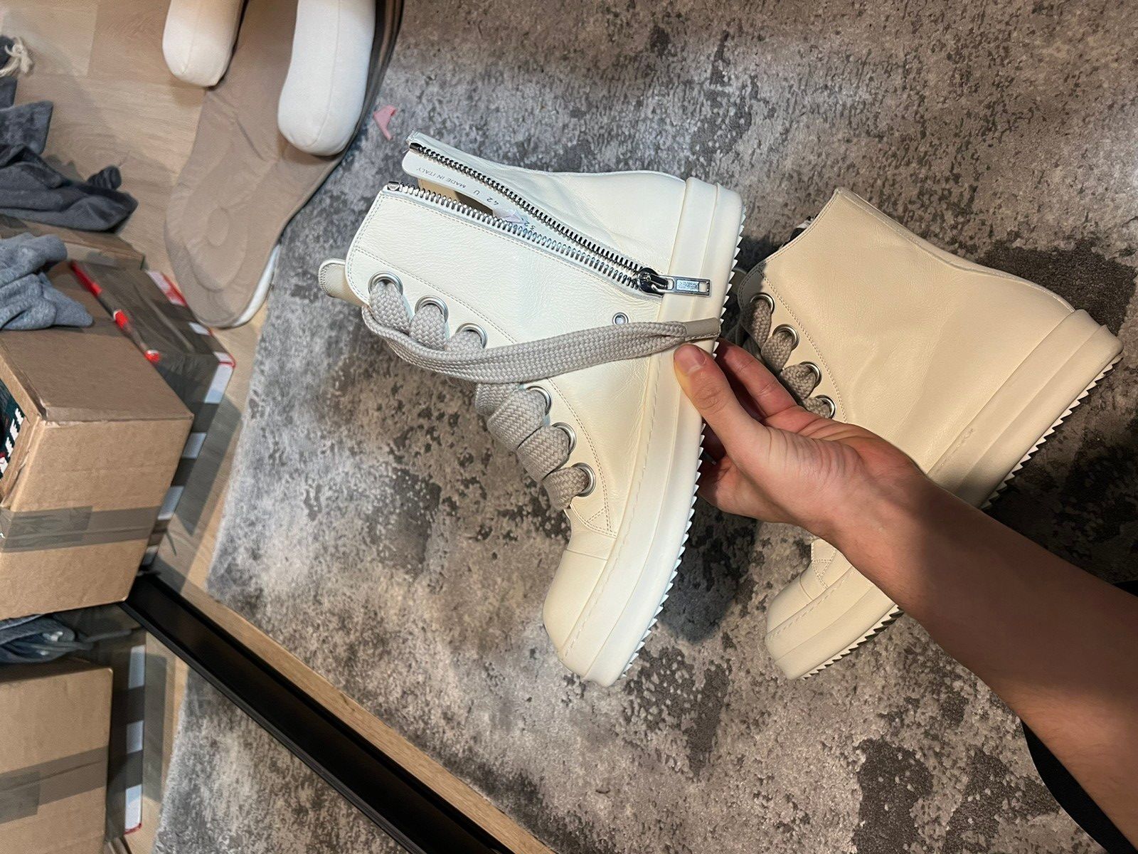 Pre-owned Rick Owens Mainline Jumbo Ramones Shoes In White