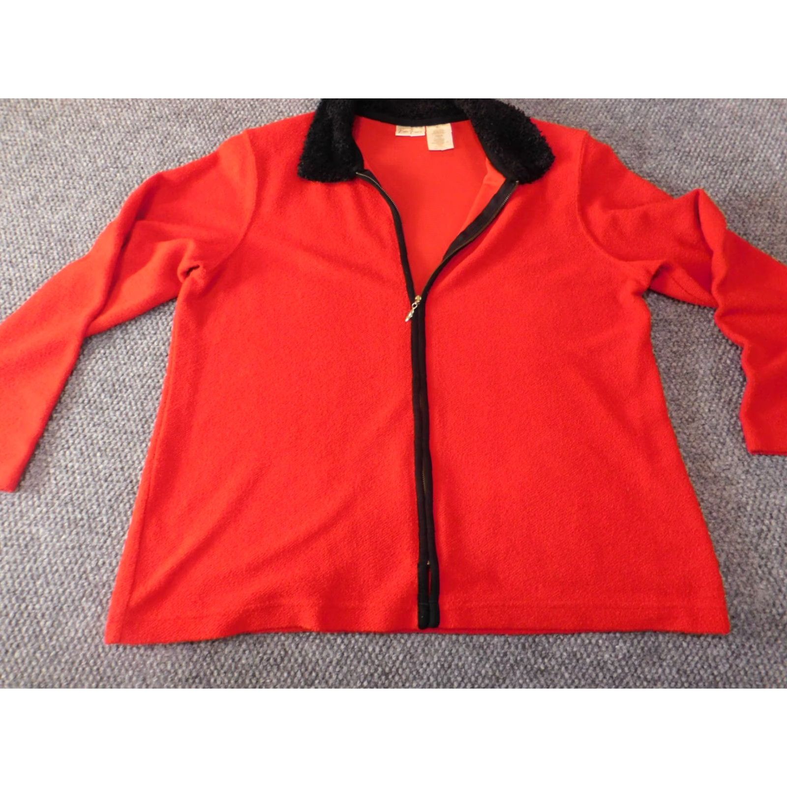 Vintage Bobbie Brooks Womens Jacket Large Red zip fur Button Collar solid Long Sleeve Mid-Length Fall Spring Size L / US 10 / IT 46 - 6 Thumbnail