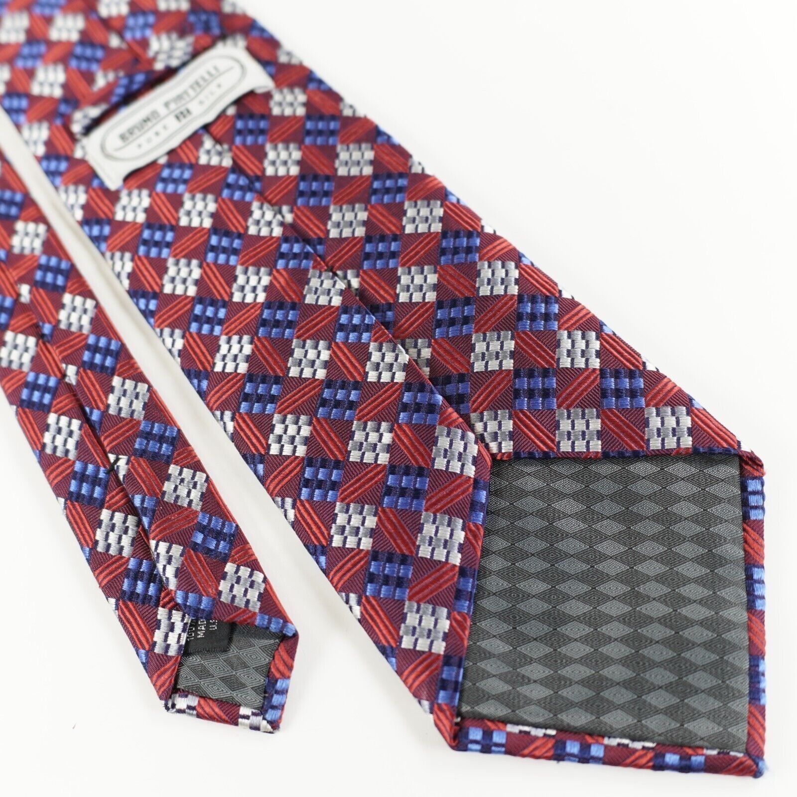 Piattelli Bruno Piattelli Red Blue Check Silk Woven Tie Size ONE SIZE - 3 Thumbnail