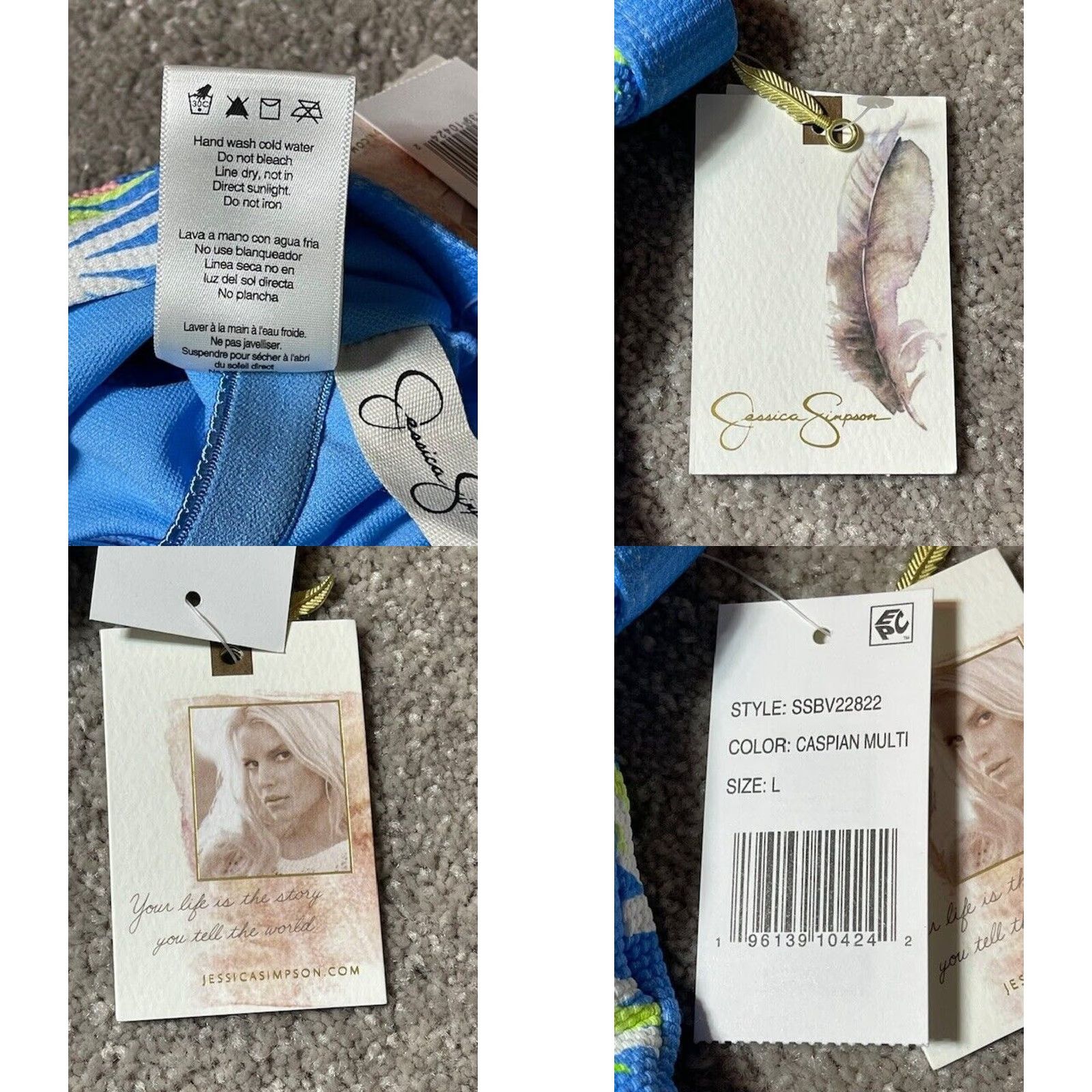 Jessica Simpson Jessica Simpson One Piece Bathing Suit L Floral Beach Women Spaghetti Strap Padded Removable Pads Swim Coastal Nylon Spandex Blue Size L / US 10 / IT 46 - 8 Thumbnail