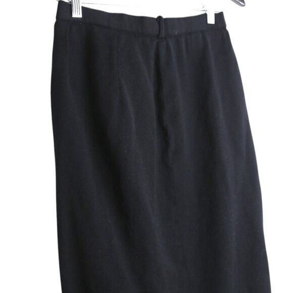 Anne Klein Vintage Anne Klein Black Midi 100% Wool Pencil Skirt Size 32" / US 10 / IT 46 - 2 Thumbnail