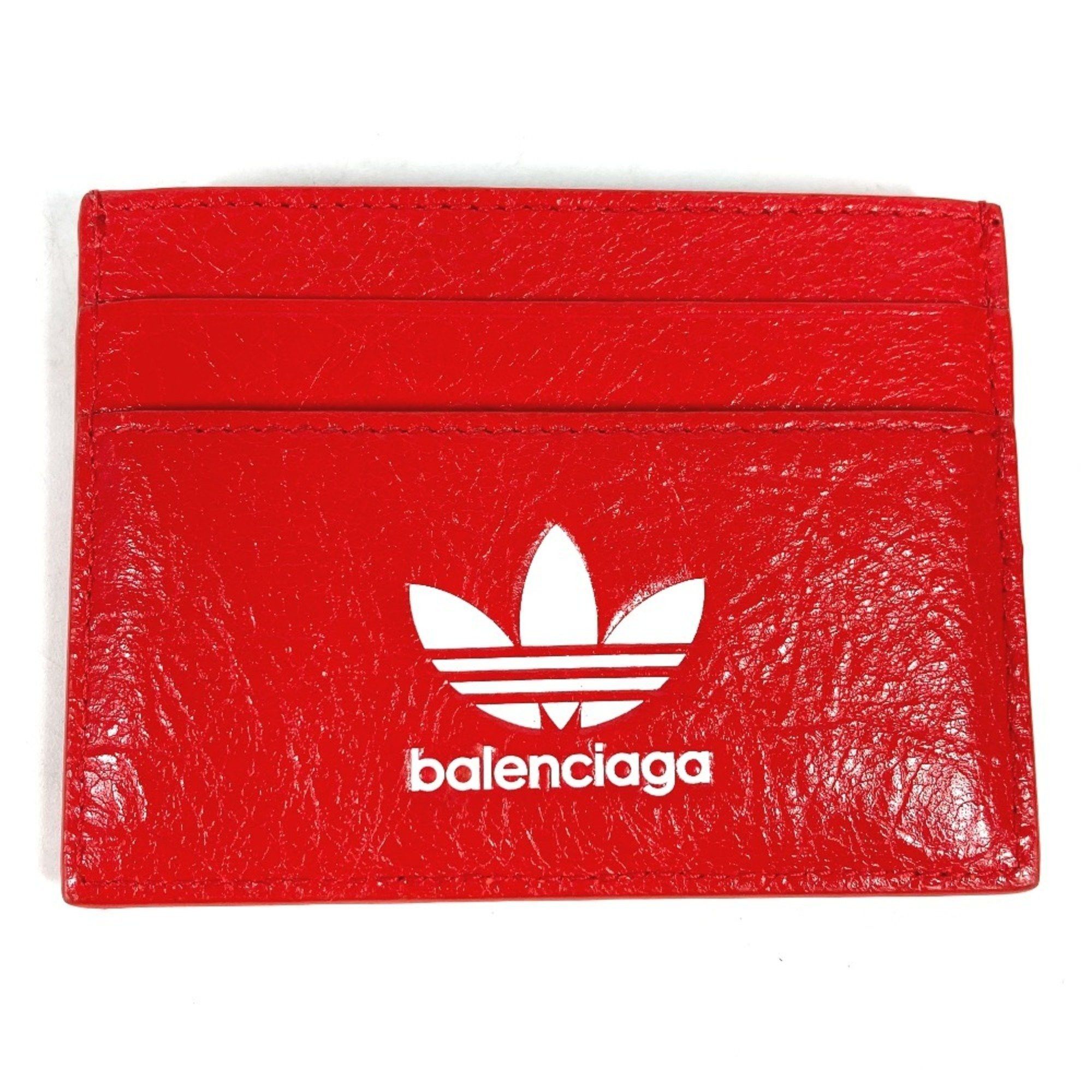 Balenciaga BALENCIAGA 721895 adidas collaboration business card holder, pass case, leather, men's, red Size ONE SIZE - 1 Thumbnail