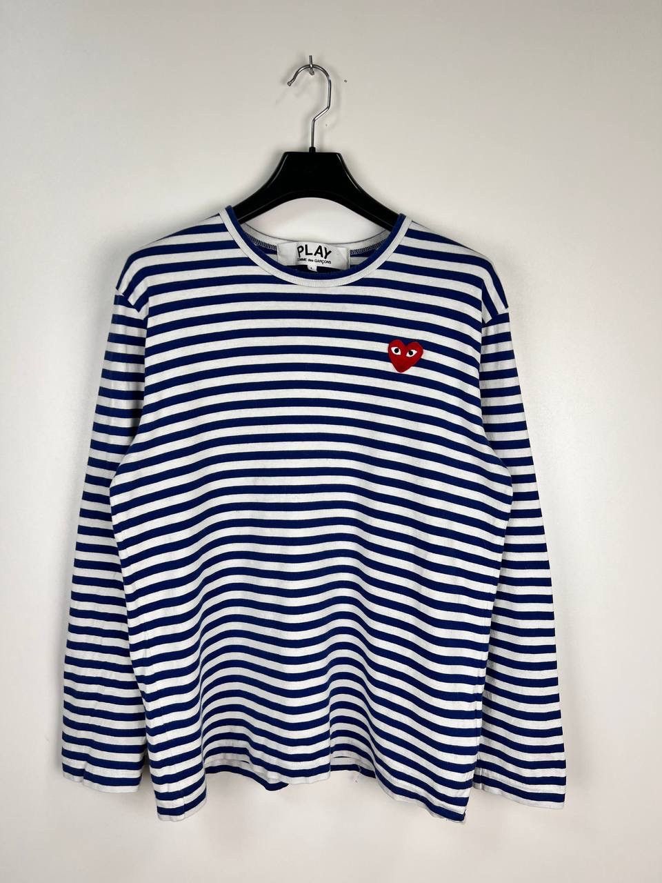 COMME des GARÇONS border long sleeve PLAY COMME des GARÇONS: Border Long Sleeve T-Shirt With Red Emblem
