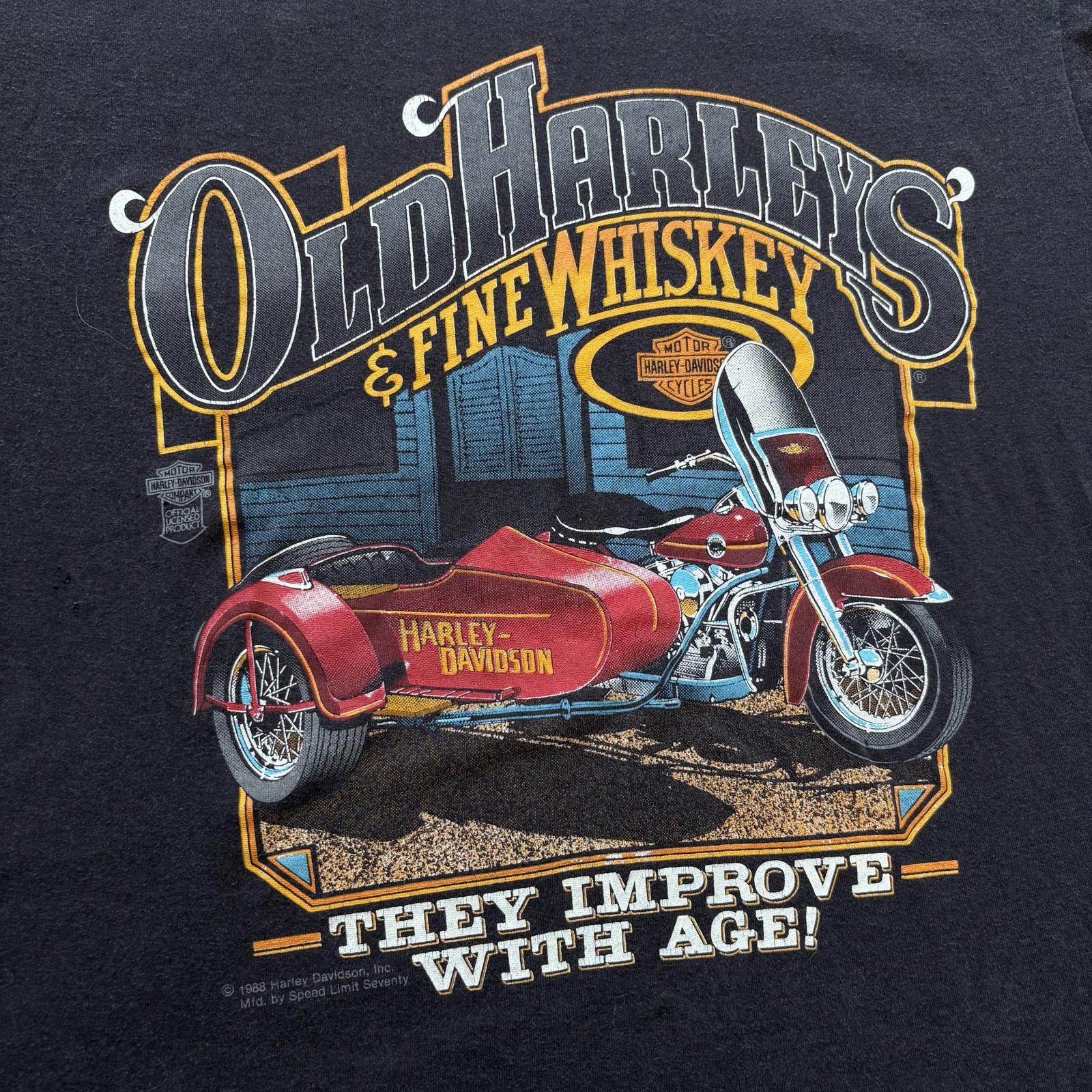 Harley Davidson Vintage 80s Old Harley Davidson & Fine Whiskey Biker Shirt Size US L / EU 52-54 / 3 - 5 Thumbnail