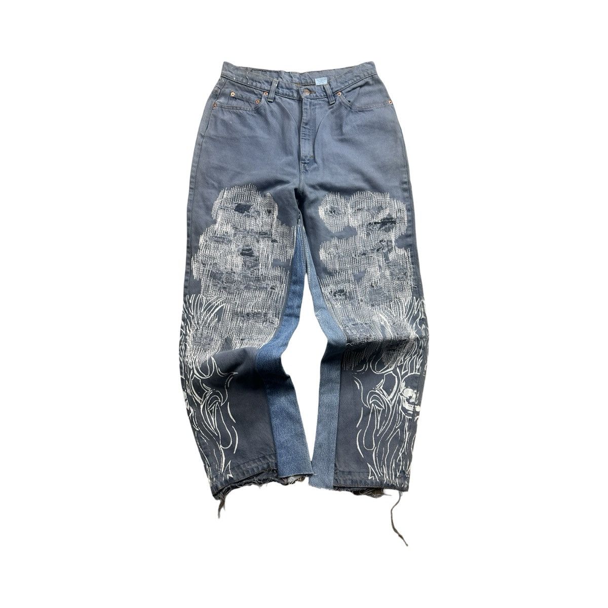 Japanese Brand Baggy Sashiko Skull Denim Midnight Wash 32x30 Size US 36 / EU 52 - 2 Thumbnail