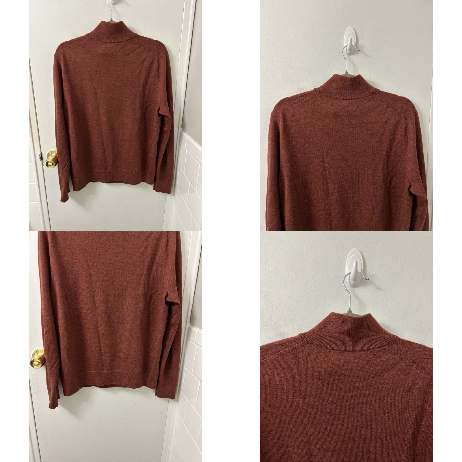 Banana Republic Banana Republic Sweater Mens Medium Orange Baruffa 100% Merino Wool 1/4 Zip L/S Size US M / EU 48-50 / 2 - 8 Thumbnail