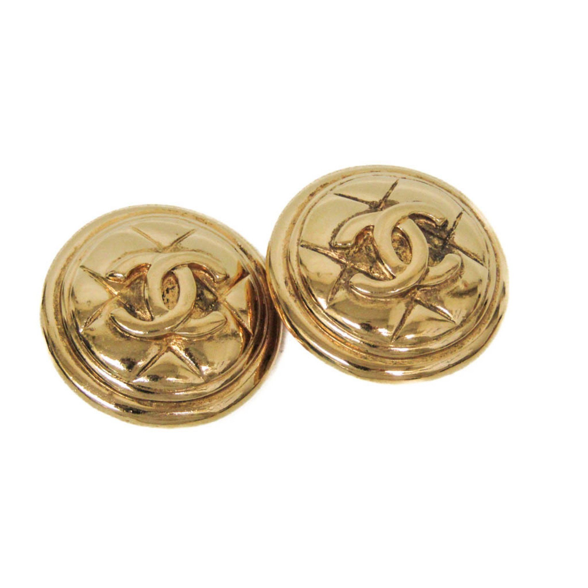 Chanel Chanel Matelasse COCO Mark Vintage Earrings No Stone Gold Plating Clip Earrings Gold Size ONE SIZE - 1 Thumbnail
