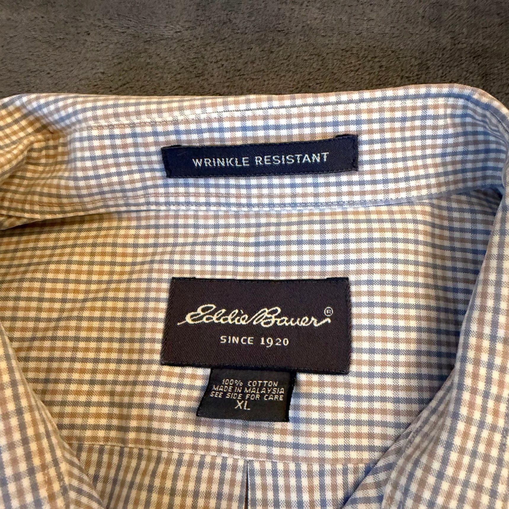 Eddie Bauer Eddie Bauer shirt Men XL Wrinkle Resistant Plaid Button Up Long Sleeve Dress Shirt Blue Check Casual Business Size US XL / EU 56 / 4 - 3 Thumbnail