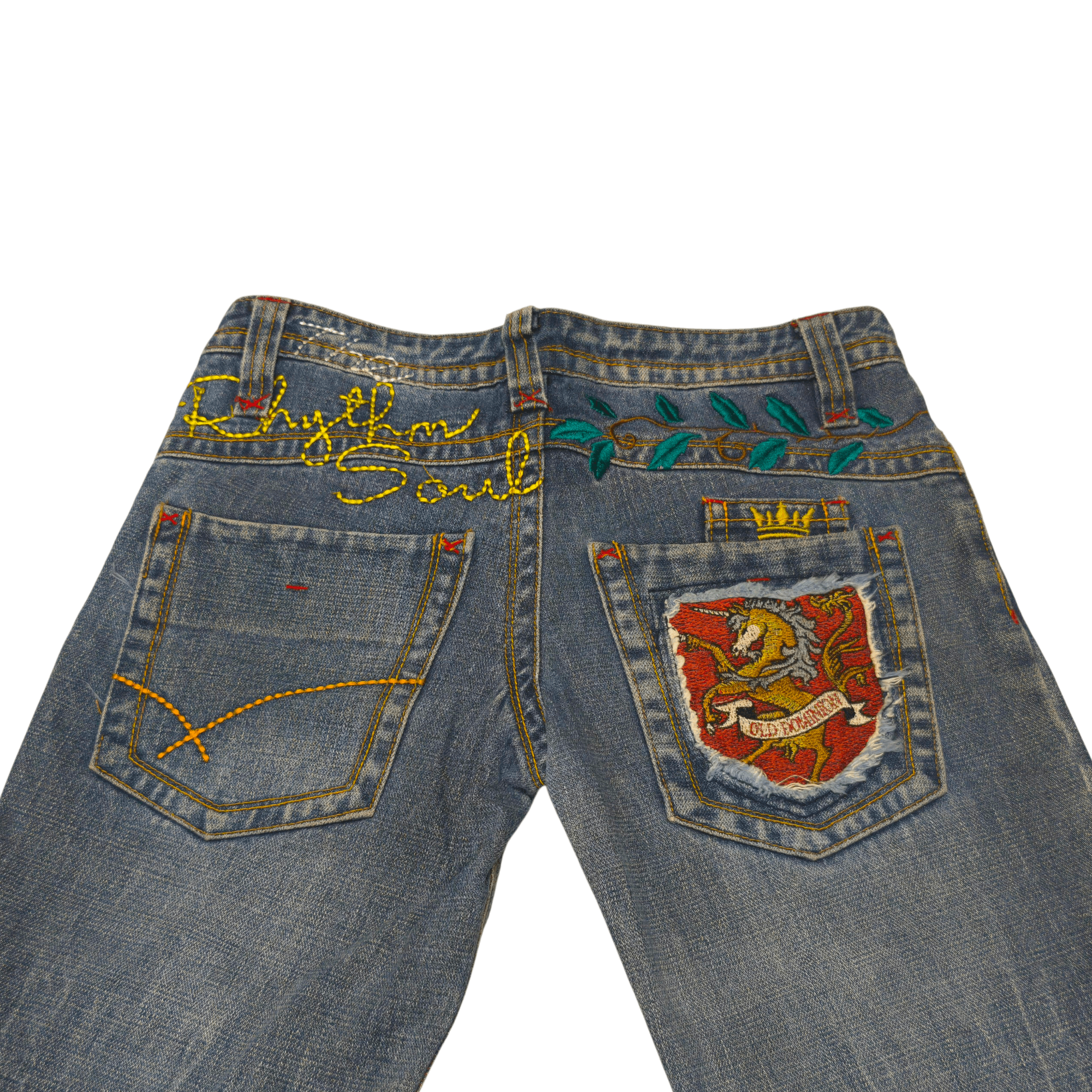 Japanese Brand The Rhythm Soul Flare Jeans Y2K Japanese Pants Ifsixwasnine Size 29" - 5 Thumbnail