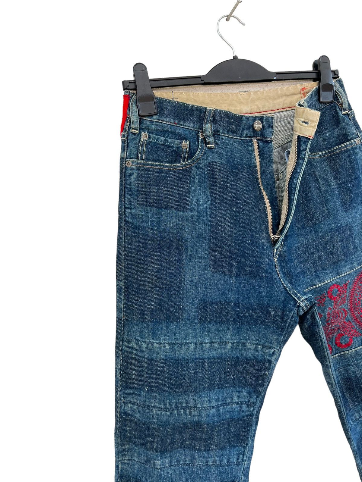 Vintage Japan Brand Etienne Ozeki Patchwork Embroidery Denim Jeans Size US 30 / EU 46 - 8 Thumbnail