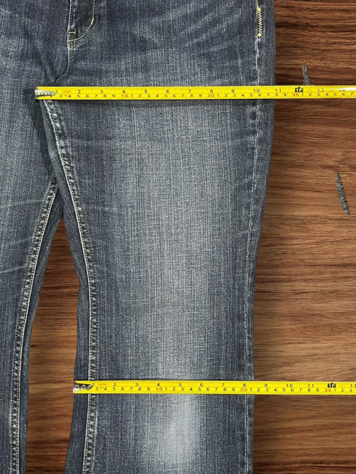 Japanese Brand Vintage Japanese Brand Blue Washed Distressed Flare Jeans Size 33" - 14 Thumbnail