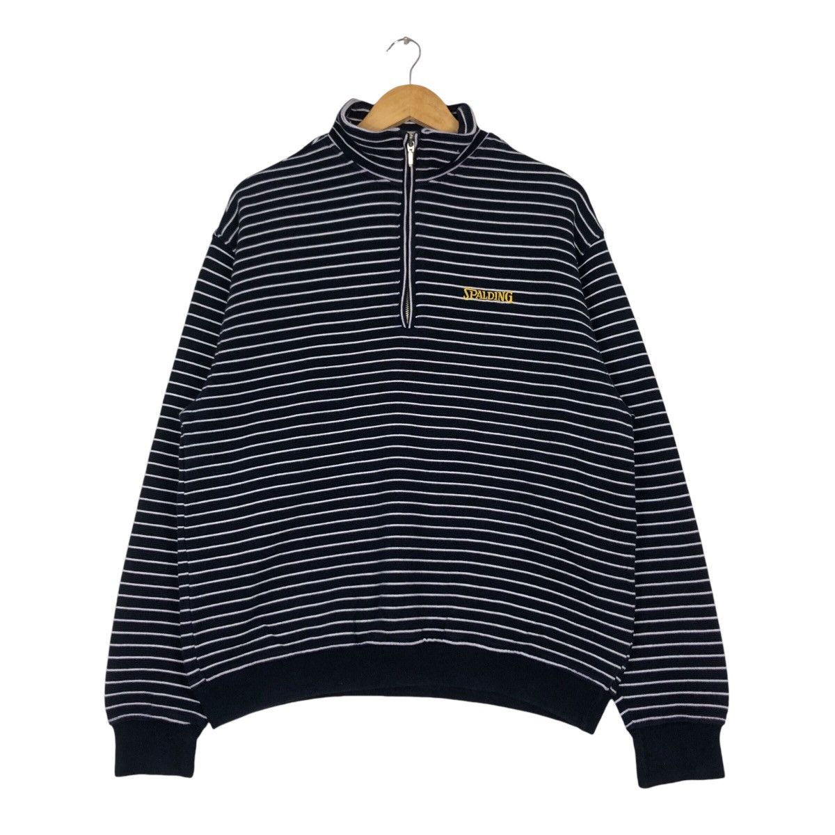 Japanese Brand × Spalding × Vintage Striped Vintage Spalding Jumper Half Zip Streetwear Rare Size US M / EU 48-50 / 2 - 1 Thumbnail
