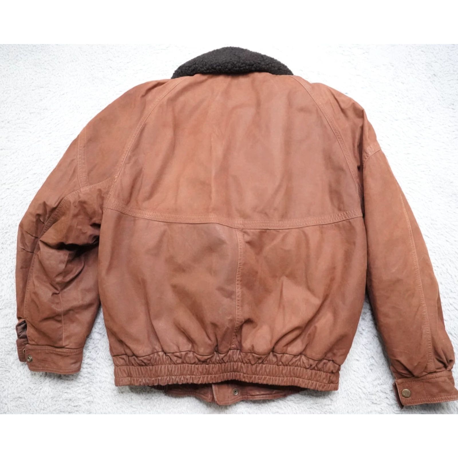 Vintage VINTAGE Flying Wear Bomber Jacket Mens XL Brown Leather Colar Spread Full Zip 90s Retro Motorcycle USA Army Western Rock Jacket Size US XL / EU 56 / 4 - 2 Thumbnail