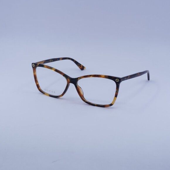Gucci GG0025O 016 Eyeglasses Havana 58mm Cat Eye Frame