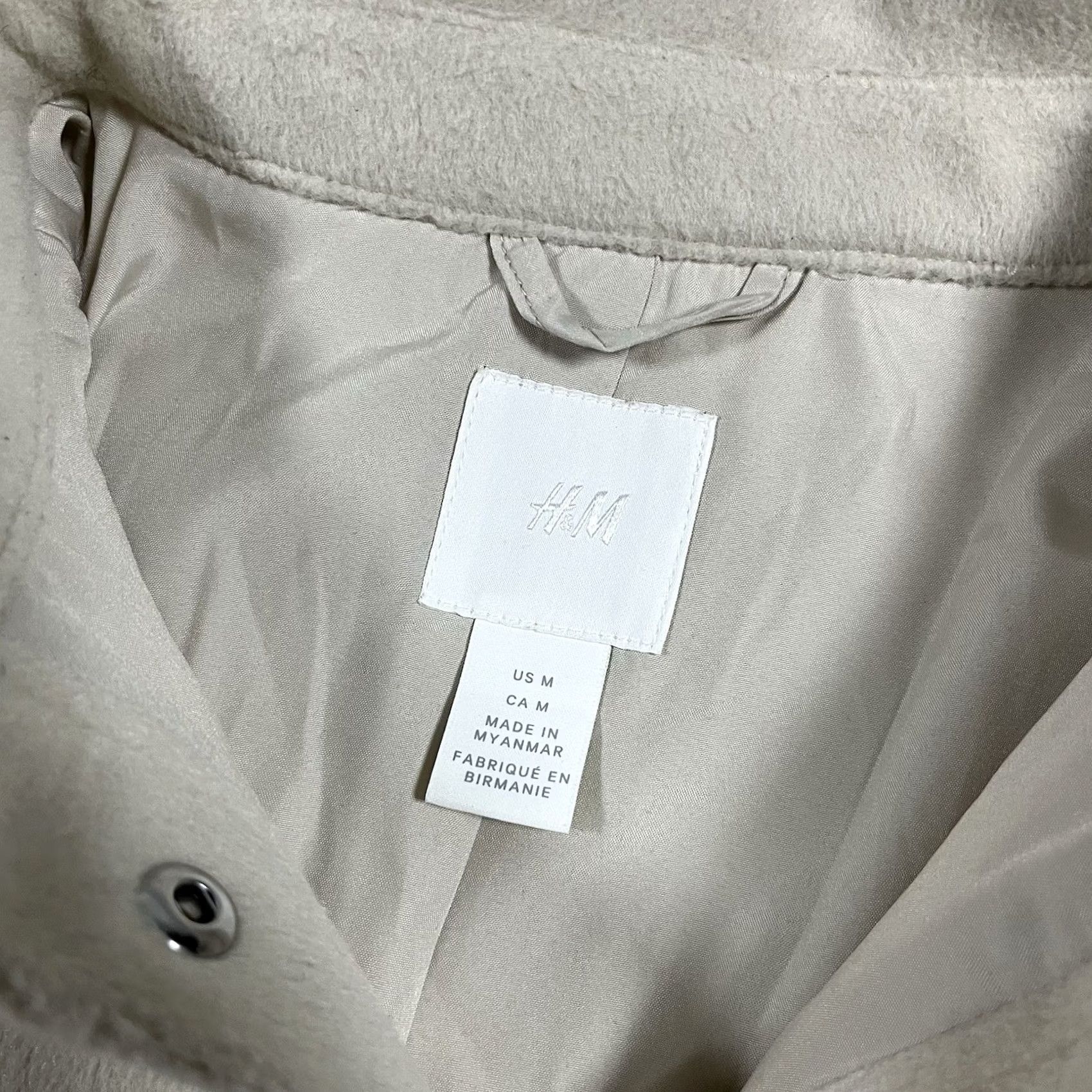 H&M H&M Coat Womens M Beige Shacket Snap Button Front Pockets Jacket Size M / US 6-8 / IT 42-44 - 6 Thumbnail